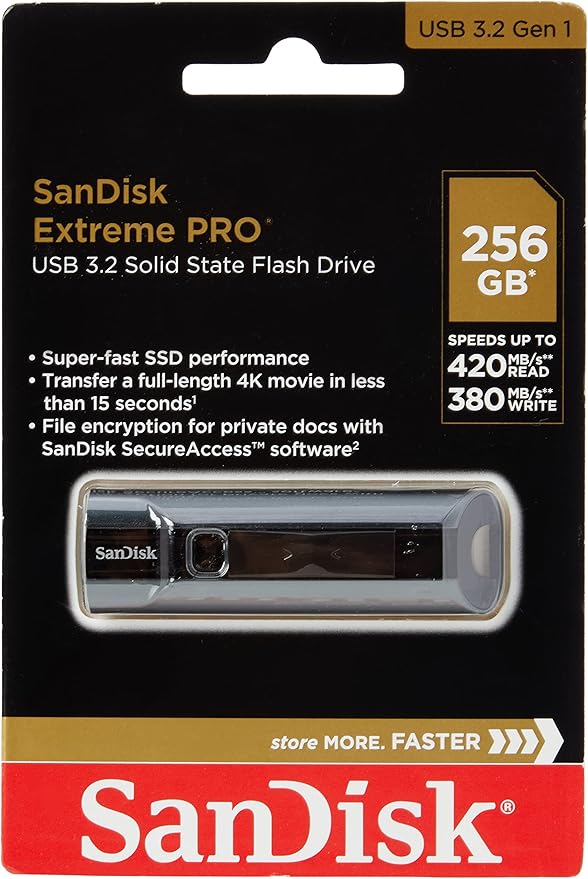 SanDisk 256GB Extreme Pro Solid State Flash Drive USB3.2 SDCZ880256G