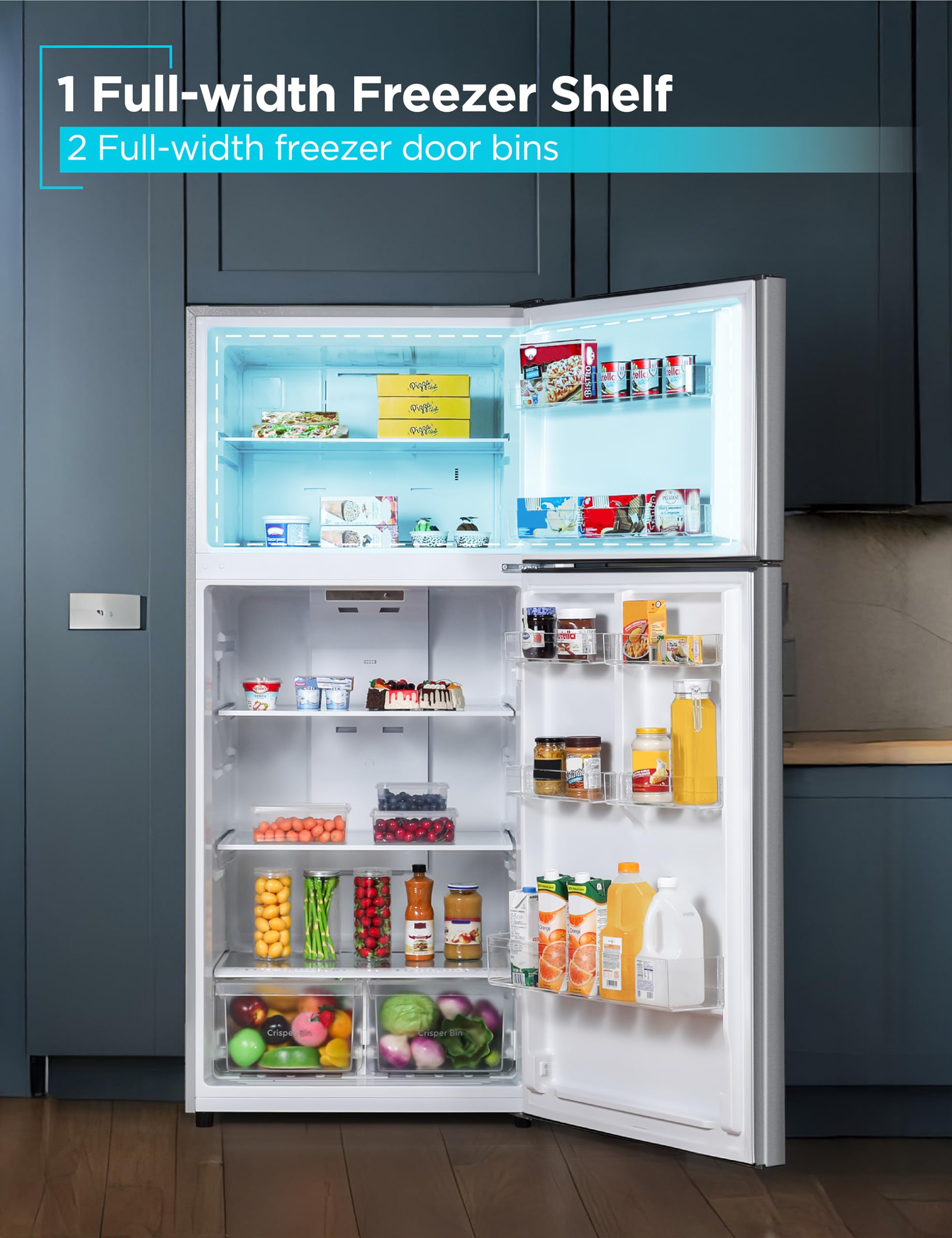 Black+Decker 18.1 Cu. Ft. Top Mount Refrigerator With Freezer, 2 Door Refrigerator With Top Freezer And Adjustable Temperature Control, Energy Star Certified, Br1810hs, Stainless Steel Look on Fridge.com - View 5