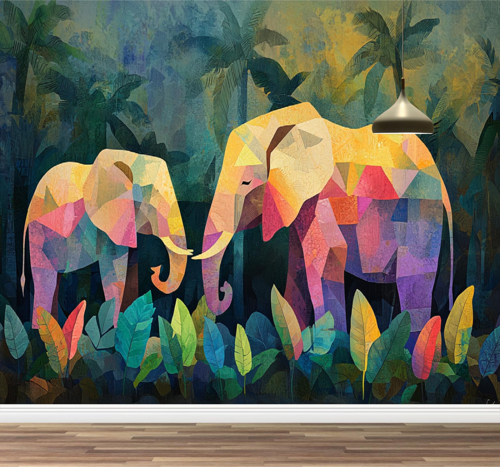 Papier peint photo grand format feuilles d'éléphant autocollant mural tropical 400x280cm