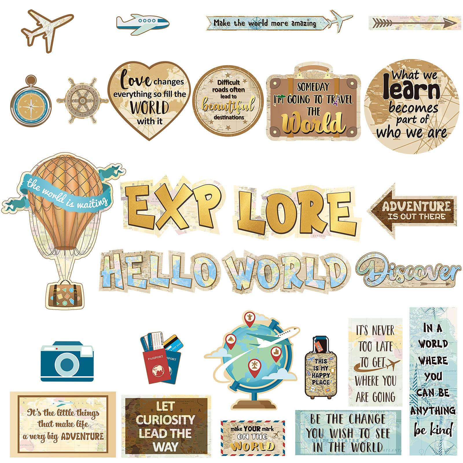 Buy 27 Pieces Travel Cutouts Travel The Mini Bulletin Board Set Classroom Decor Motivational
