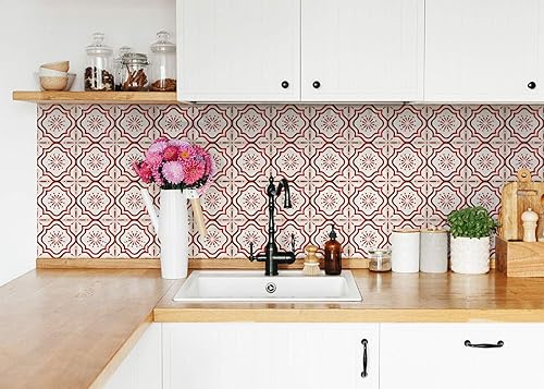 Miniatura 6 de Mi Alma Calcomanías para azulejos de la colección Ruby Red para chimenea, juego de 24 calcomanías para azulejos en muro, calcomanías de baño, idea