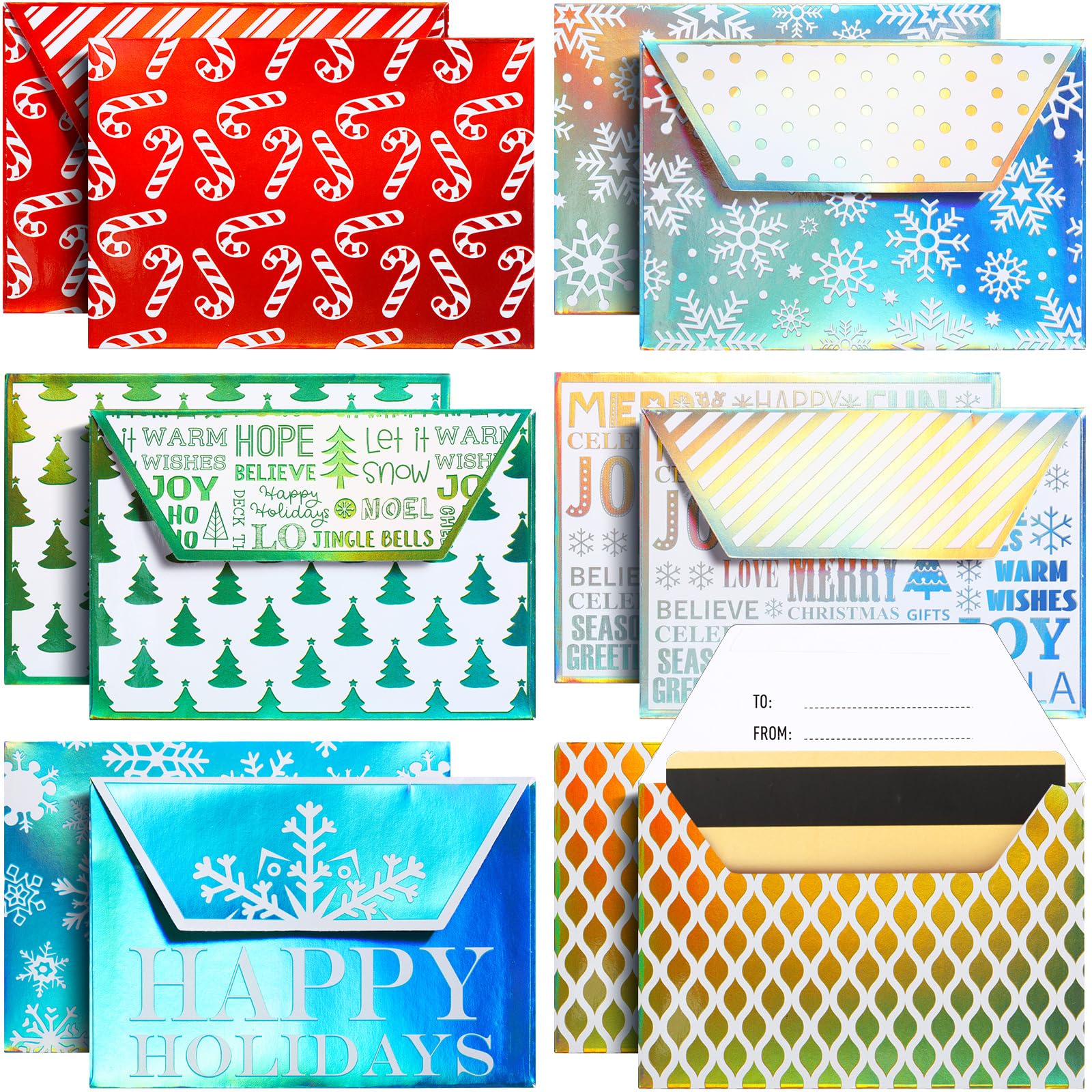 Jetec 120 Pcs Christmas Gift Card Envelopes, Foil Embossed 6 Styles
