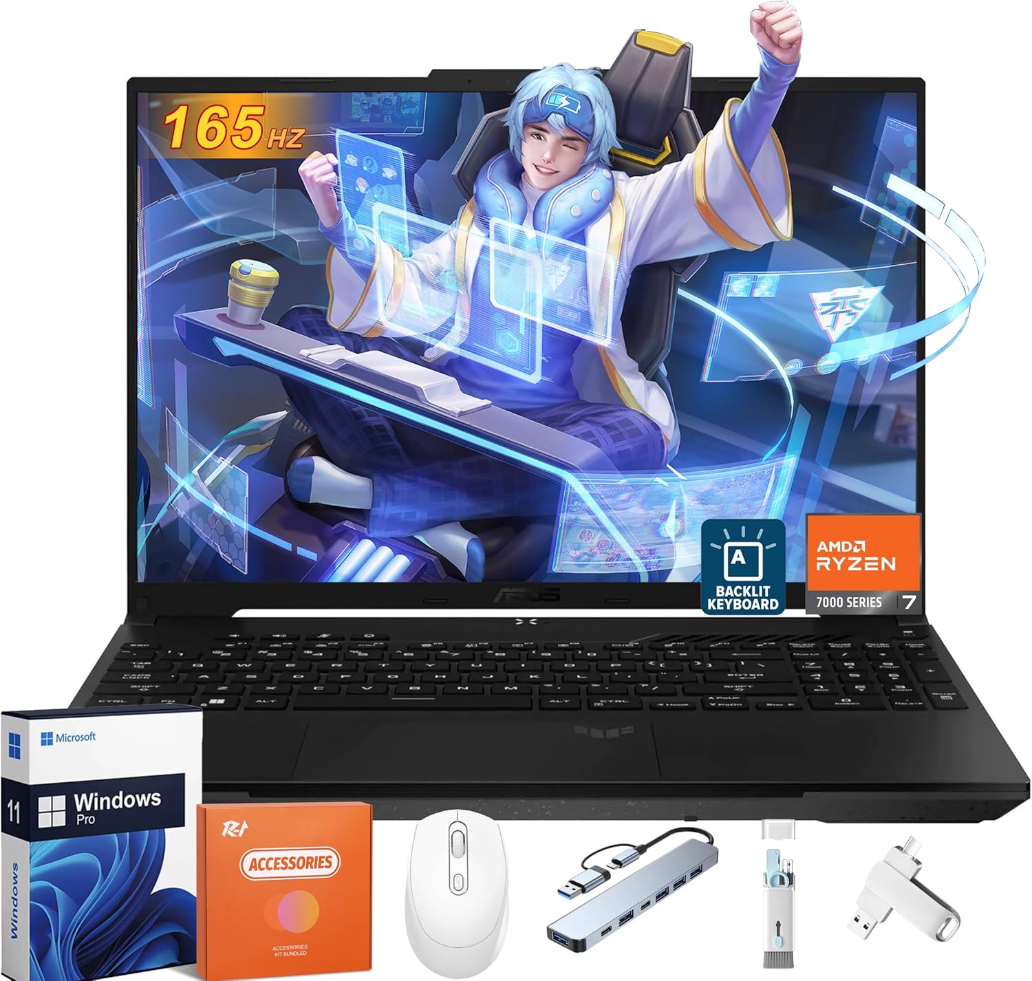 ASUS TUF A16 Gaming Laptop, AMD Ryzen 7 7735 HS, AMD...