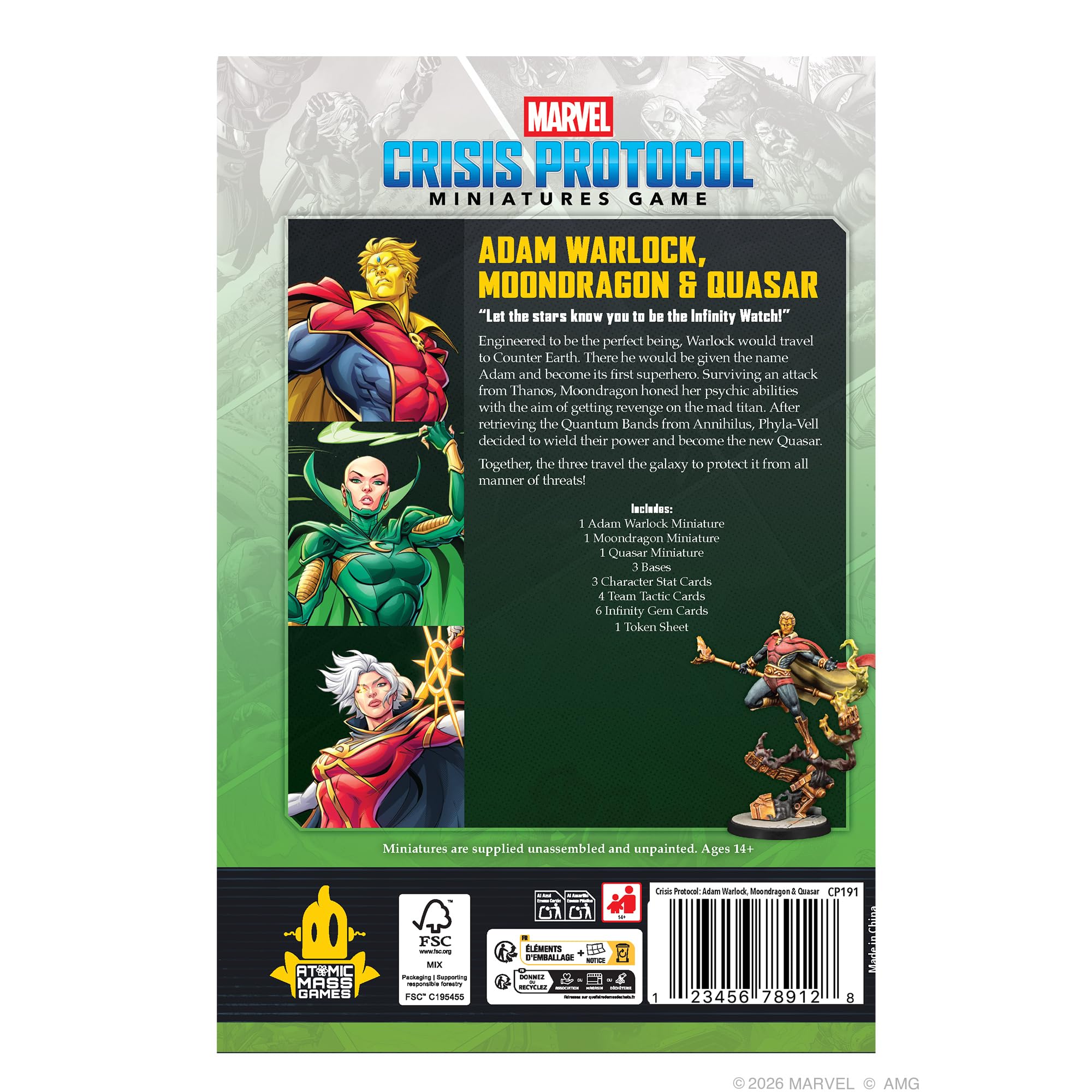 Atomic Mass Games | Marvel Crisis Protocol Adam, Moondragon and Quasar | Miniature Games | 2 Players | 90 Minutes - 2