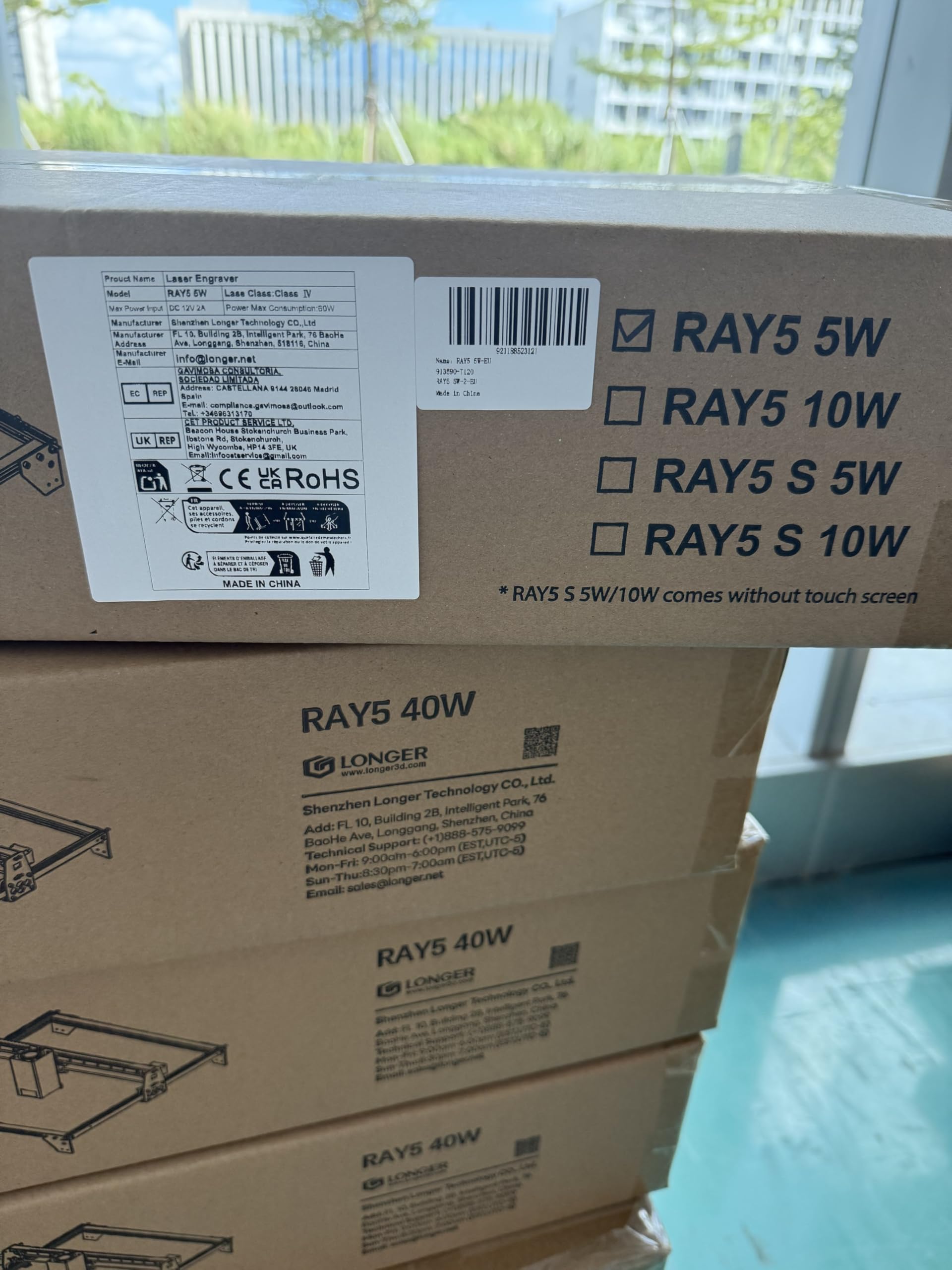 LONGER RAY5 Incisore Laser, Schermo Touch 3,5", Controllo APP/Offline, Scheda Madre 32 Bit, Incisione Precisa su Legno, Vetro e Metallo, Area di Lavoro 400x400 mm, 5W