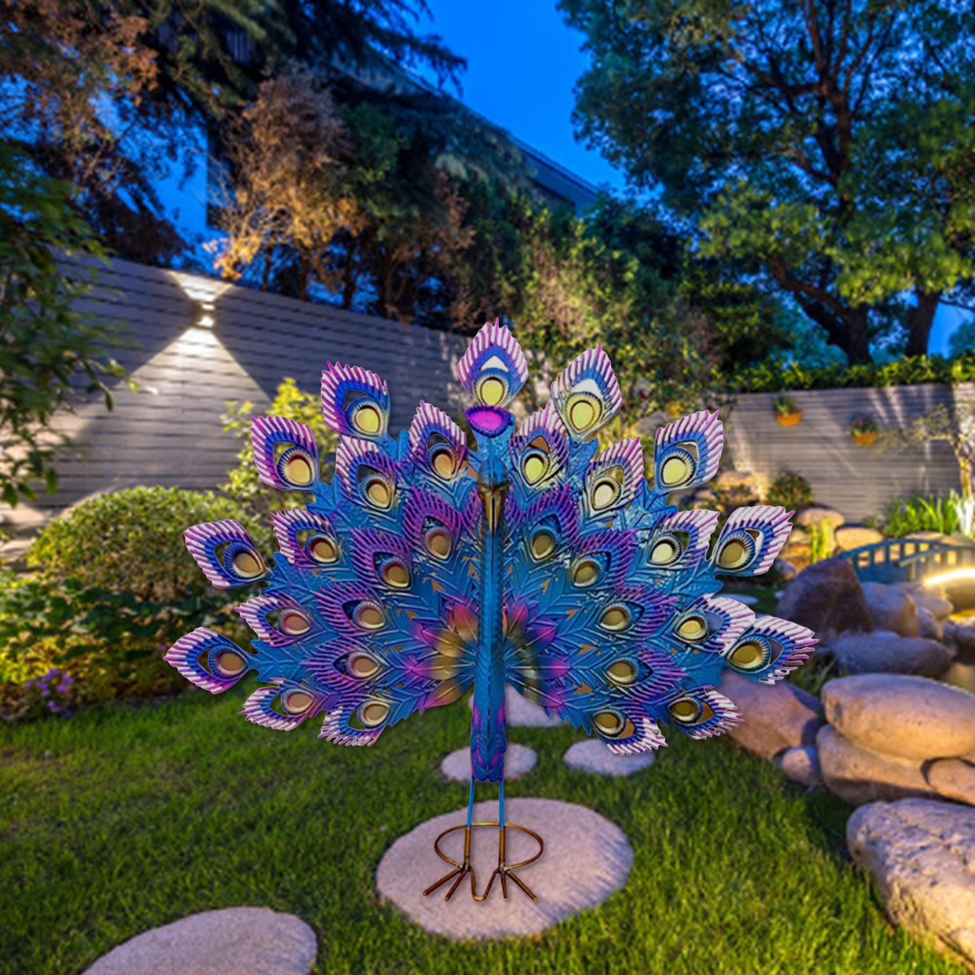 Paon métal décoration jardin petite taille