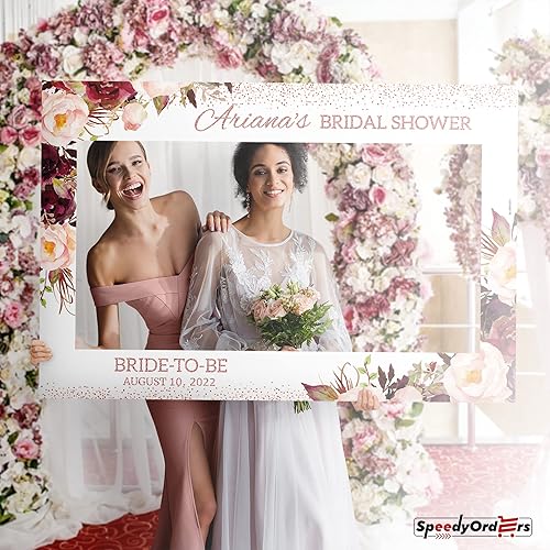 Miniatura 6 de Marco de fotos de oro rosa para boda, boda, ducha, tamaño 36 x 24, 48 x 36; decoración floral personalizada, decoración de flores nupciales, cabina