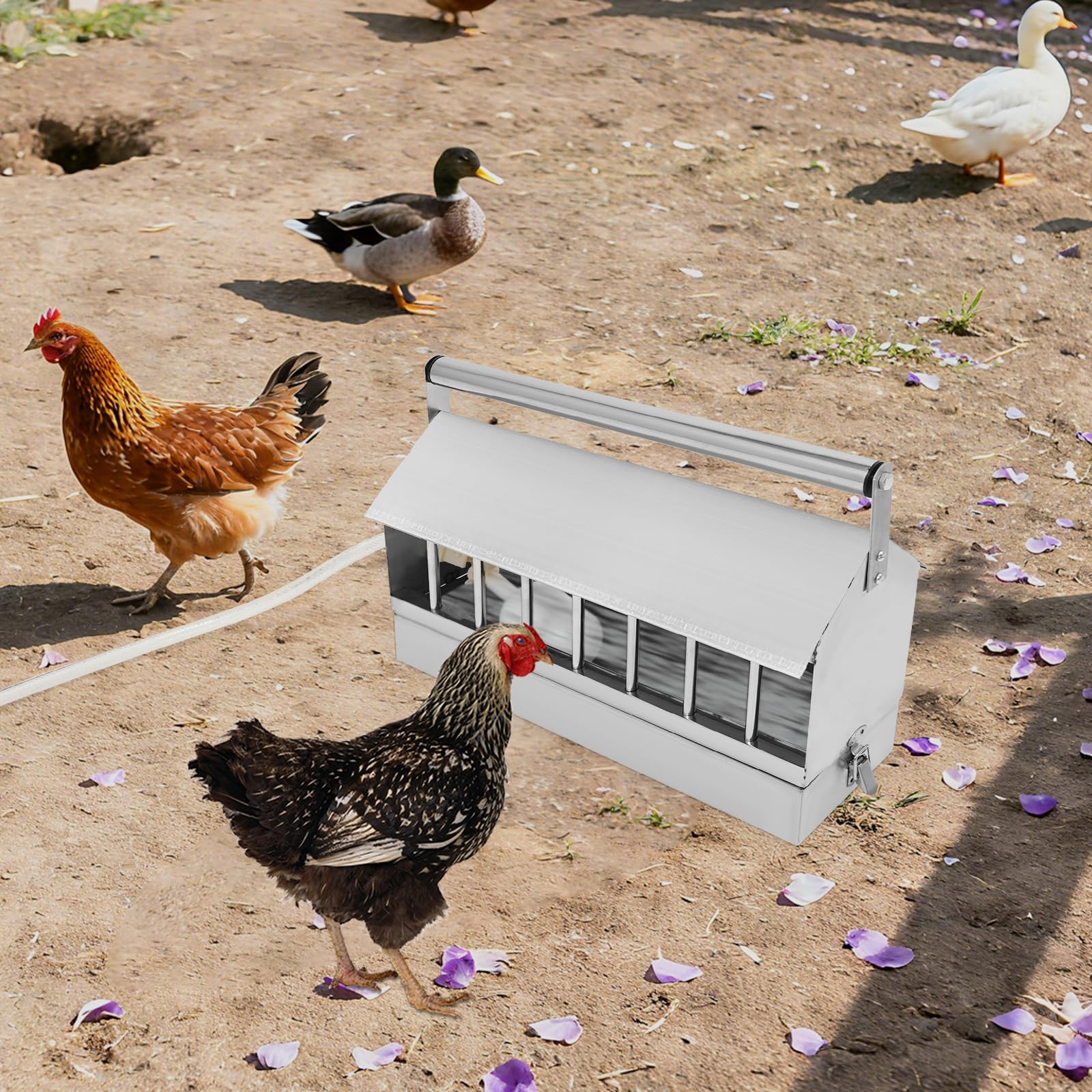 Riego automático de pollo,Riego flotante de aves de corral,40 cm,Acero inoxidable automático de pollo waterer pollo alimentador de agua,Sistema de riego de pollos para palomas,patos y pavos