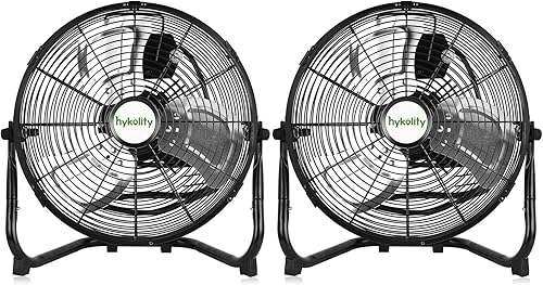 hykolity Ventilador de piso de alta velocidad de 1650 CFM de 12 pulgadas, potente ventilador de flujo de aire de 3 velocidades, ventilador de metal