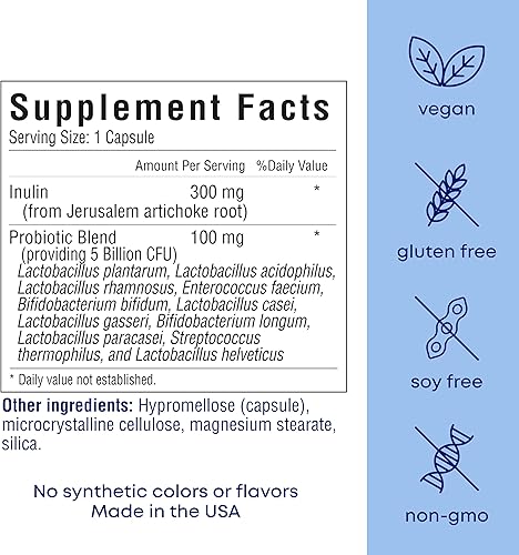 Miniatura 2 de her own Probióticos para mujeres, 5 mil millones de UFC con prebióticos, apoya la digestión saludable, 11 cepas, sin gluten y soja, vegano, sin OMG,