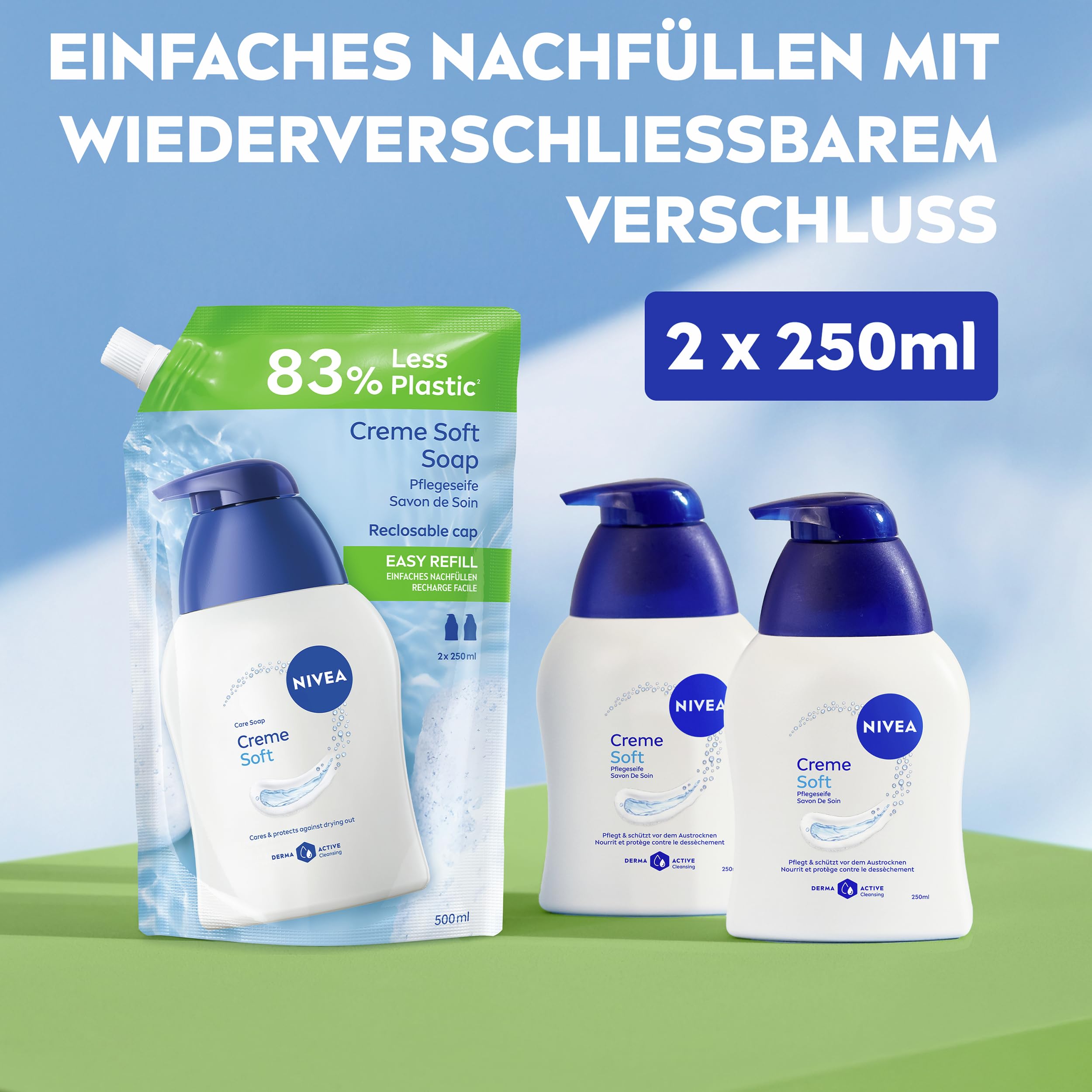 NIVEA Creme Soft Pflegeseife Nachfüllbeutel (500 ml), pflegende Handseife mit Mandel-Öl, mild duftende Flüssigseife zur sanften und hygienischen Reinigung 500 ml (1er Pack) - 2