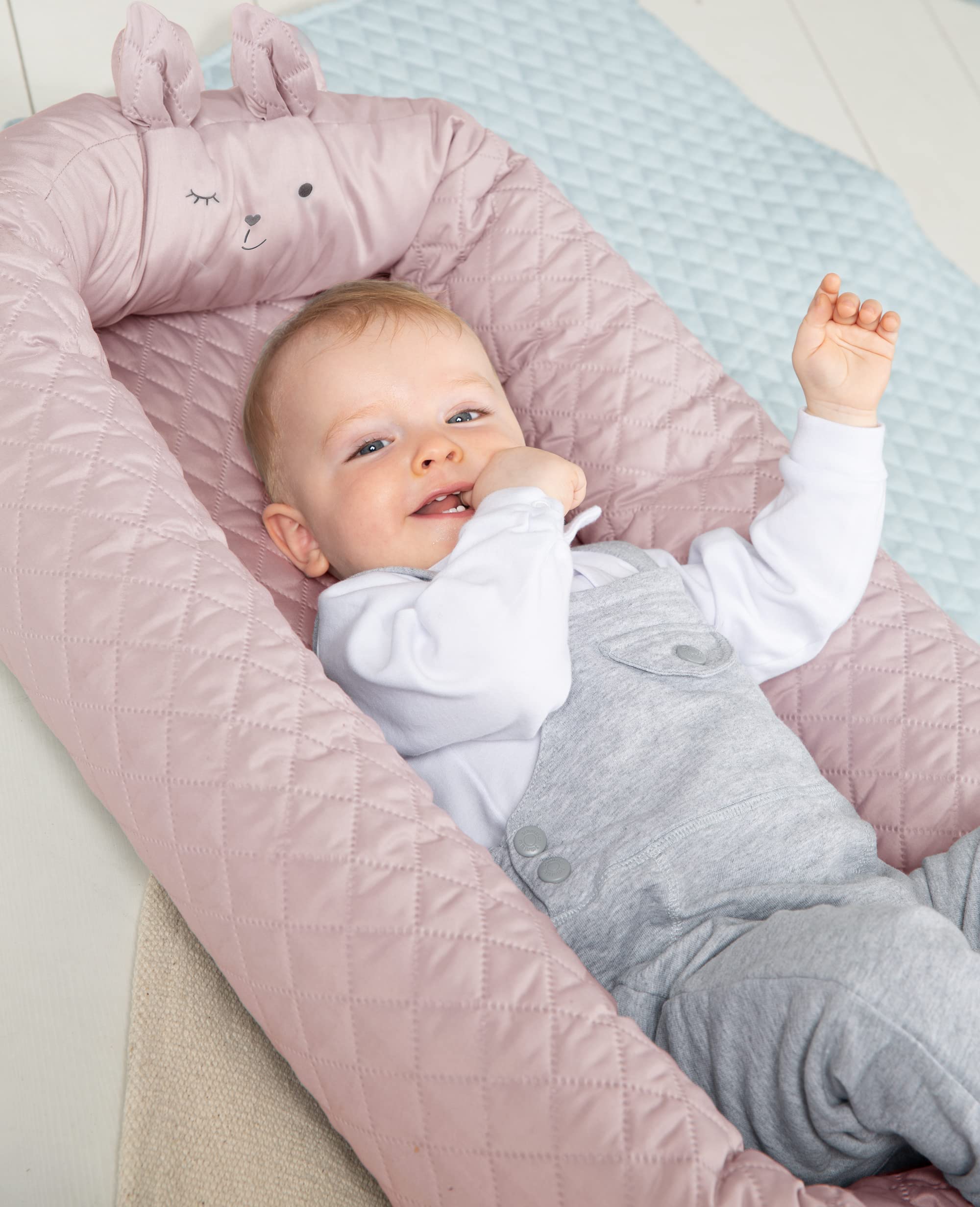 roba Babylounge "roba Style" Avec Motif Tête Du Lapin - Réducteur Utilisable Aussi Pour Changer La Couche Ou Comme Berceau De Voyage - Rose