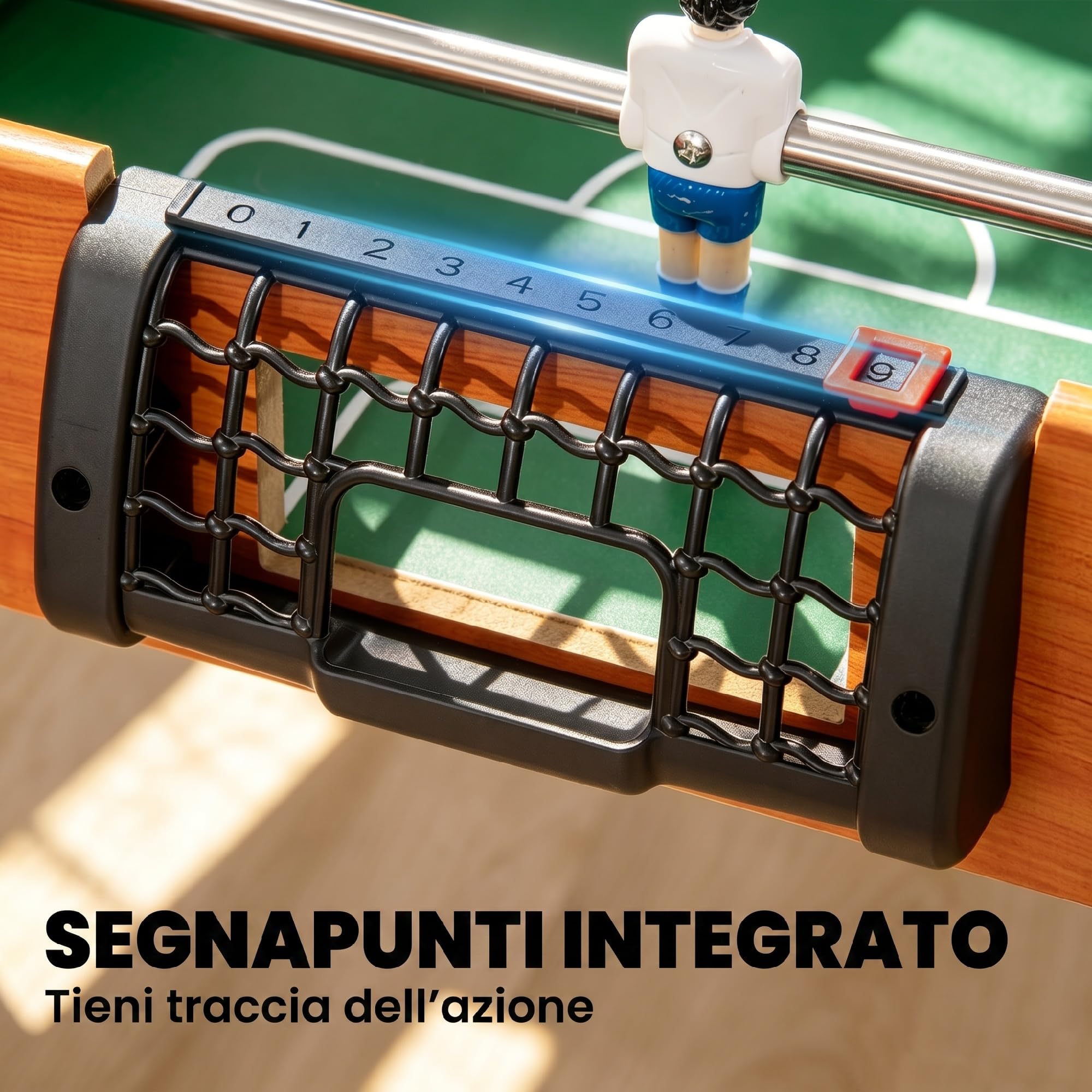 HOMCOM Biliardino Calcio Balilla per Bambini con Manopole Antiscivolo, Segnapunti e Palline Incorporate, 118x104x69cm