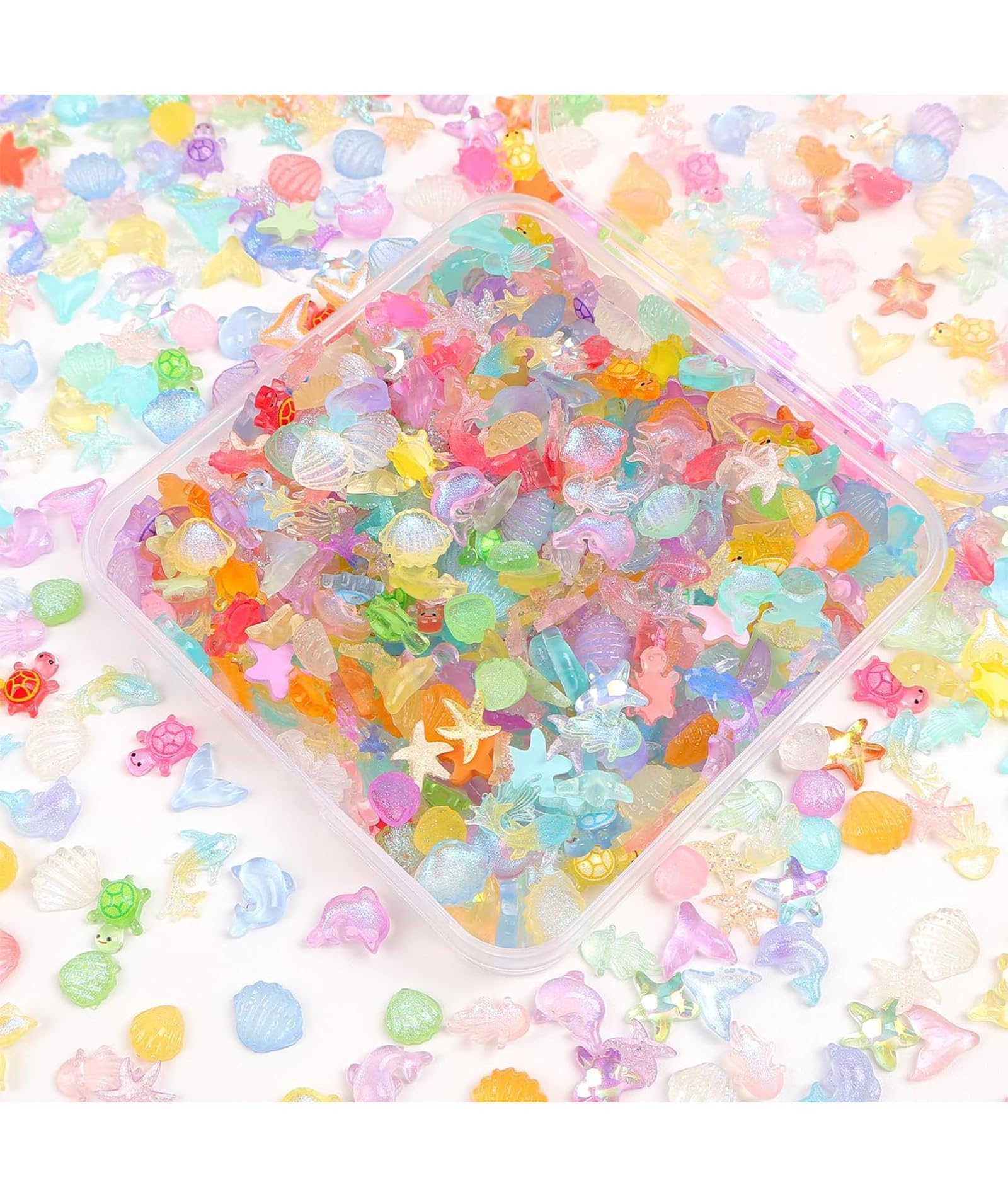 200PCS Luminous Ocean Mini Sea Creatures, Glow In The Dark Miniature Things Plastic Marine Life Tiny Sea Animals Bulk for Crafts Dollhouse Fairy Garden Aquarium Micro Landscaping DIY Decoration-image-5