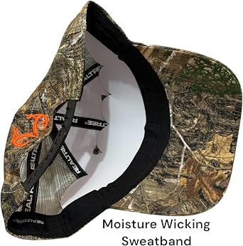 Realtree Edge Blaze Logo Camo Mesh Trucker Cap Hat Snapback Wicking Sweatband Low-Mid Profile Structured Precurved Visor Camouflage Cap Hat