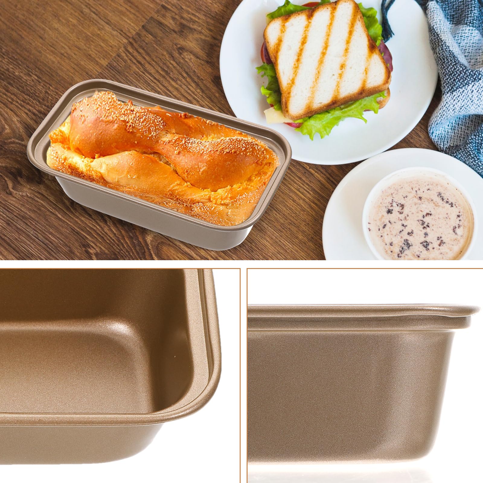Lemecima 12 mini teglie antiaderenti per cuocere il pane, piccole teglie per pane alla banana, 15,5 x 8,4 x 5,3 cm, antiaderente, in acciaio al carbonio, per forno e cottura