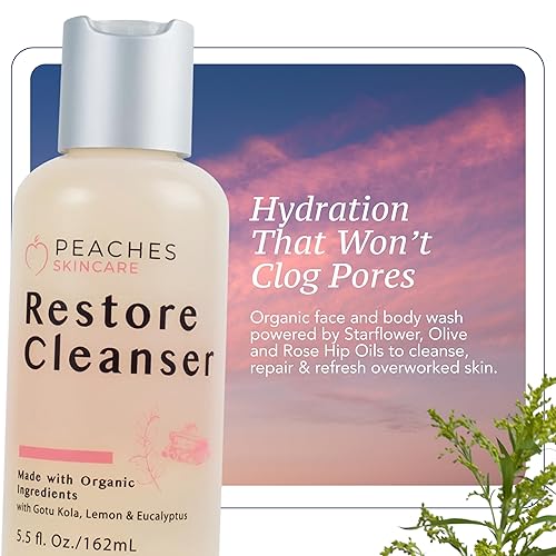 Miniatura 2 de Peaches Skincare - Jabón facial vegano después del entrenamiento con Gotu Kola, citronela y eucalipto, suave lavado facial diario para sudor y