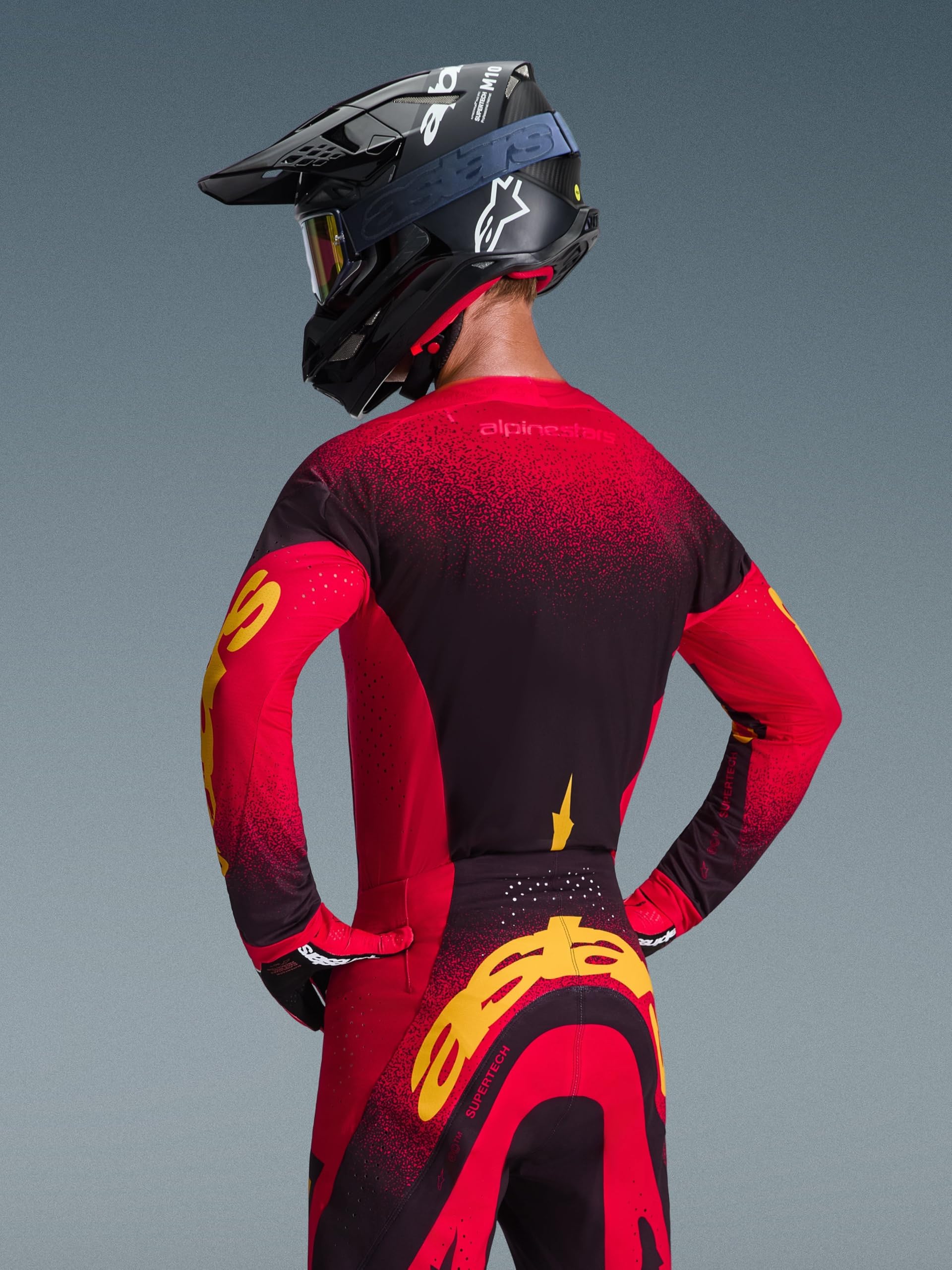 Alpinestars Supertech Scenz Maglia da motocross, nero rosso giallo, XL