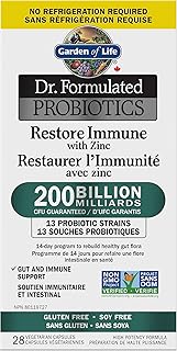 Garden of Life - Dr. Formulated Probiotics Restore Immune with Zinc | 200 Billion CFU to Rebuild Healthy Gut Flora | Added Vitamin D and Zinc | 13 Probiotic Strains | Shelf Stable | Gluten & Soy Free
