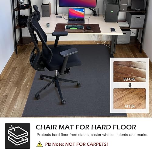Miniatura 4 de Tapete para silla de suelo duro, tapete para silla de oficina de 48 x 36 pulgadas para superficie dura, tapete de tela de franela para suelos de