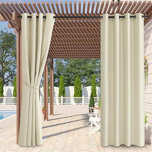 RYB HOME Cortinas para exteriores que no se decoloran, impermeables, con bloqueo UV, para vecinos, privacidad, para patio, pérgola, porche, piscina,