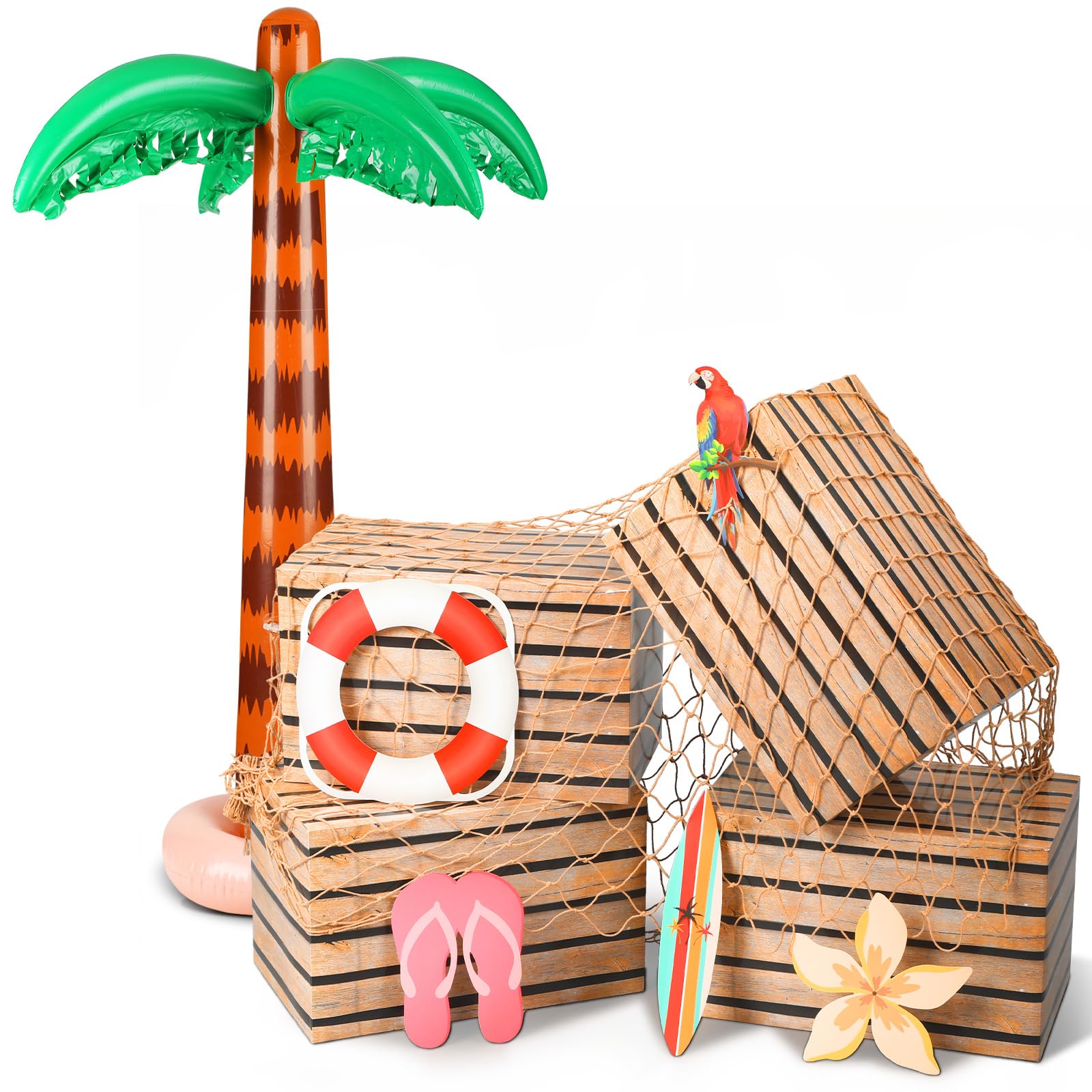 Photo 1 of JellyArch Inflatable Palm Tree Luau Hawaiian Beach Party Decor Set