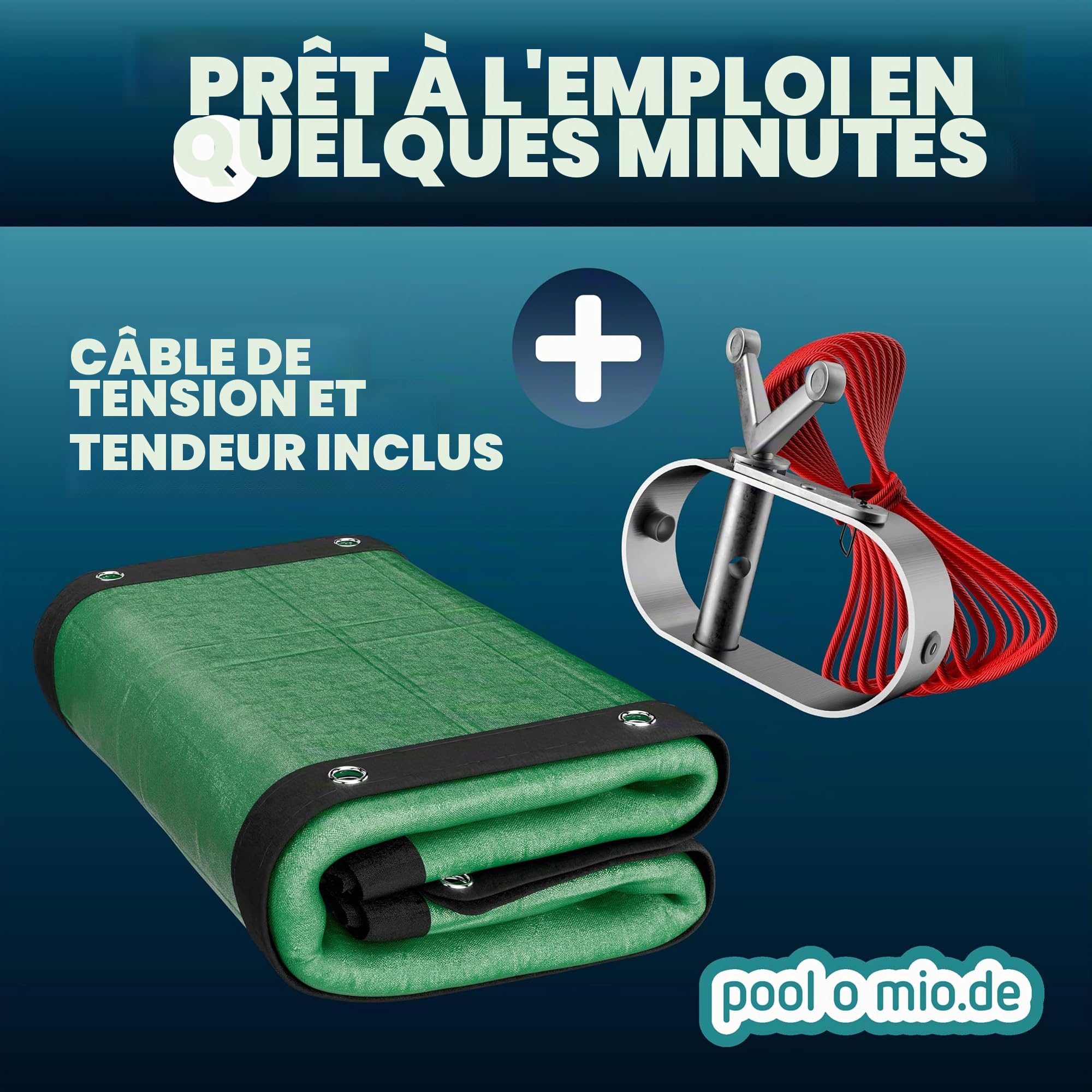 poolomio® Bâche d'hiver Ovale pour Piscine - 8 x 4 m - Renforcée en Tissu 110 g/m² - avec Cordon de Fixation