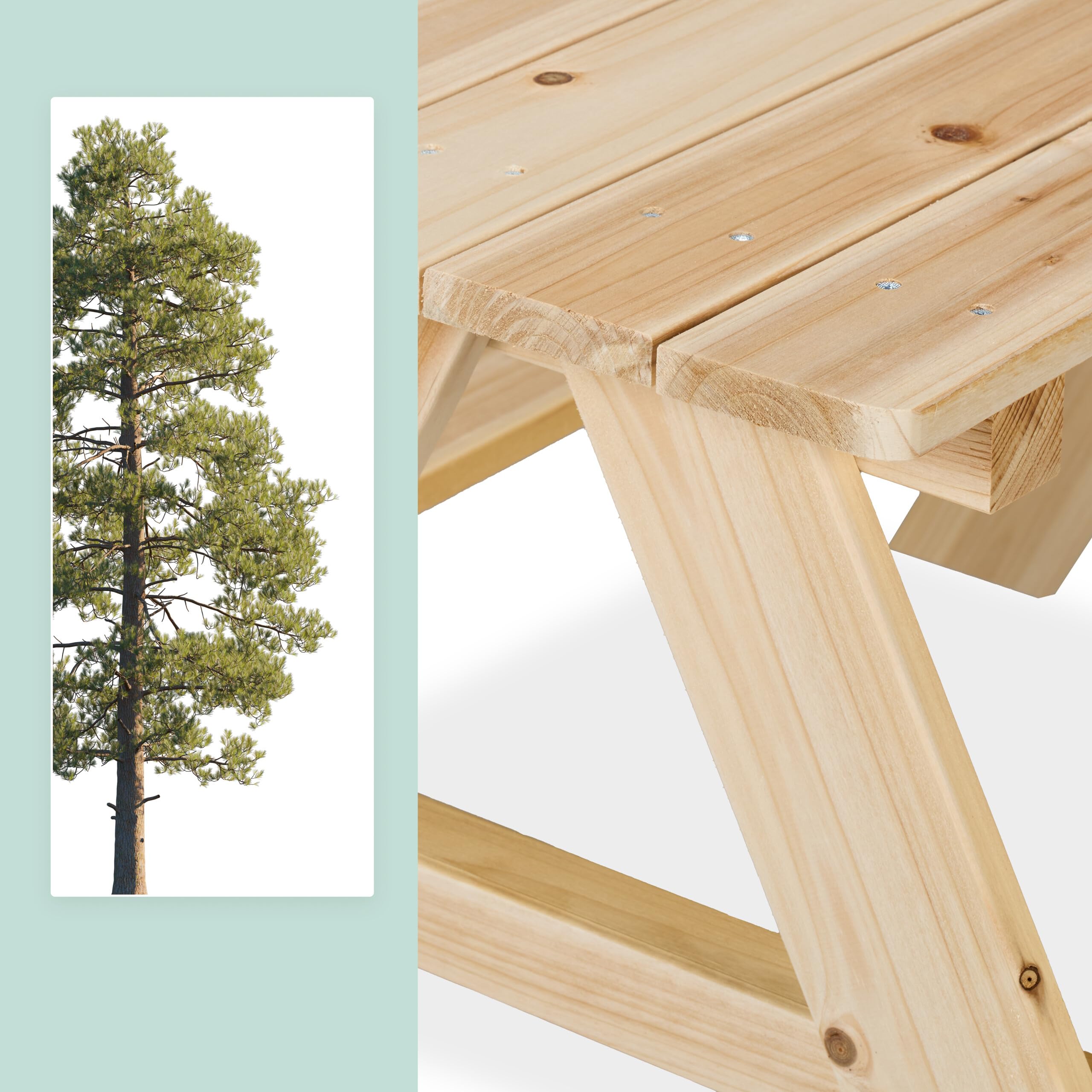 Relaxdays Mesa Pícnic Infantil, Banco Jardín Niños, 51 x 90 x 78 cm, para Jugar, para 4 Infantes, Madera, Natural