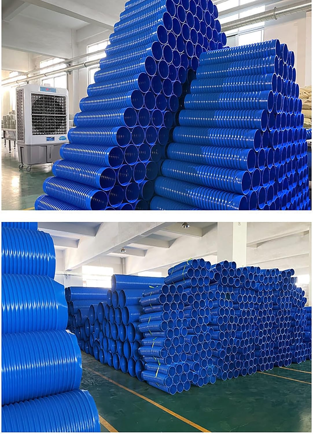 1.2/2.4/3.5/4.7/5.9/7.1" Blue PVC Corrugated Flexible Hose Ducting for Dust Collection, Ventilation, Drainage & Dust Extraction(9cm x 16.4ft)