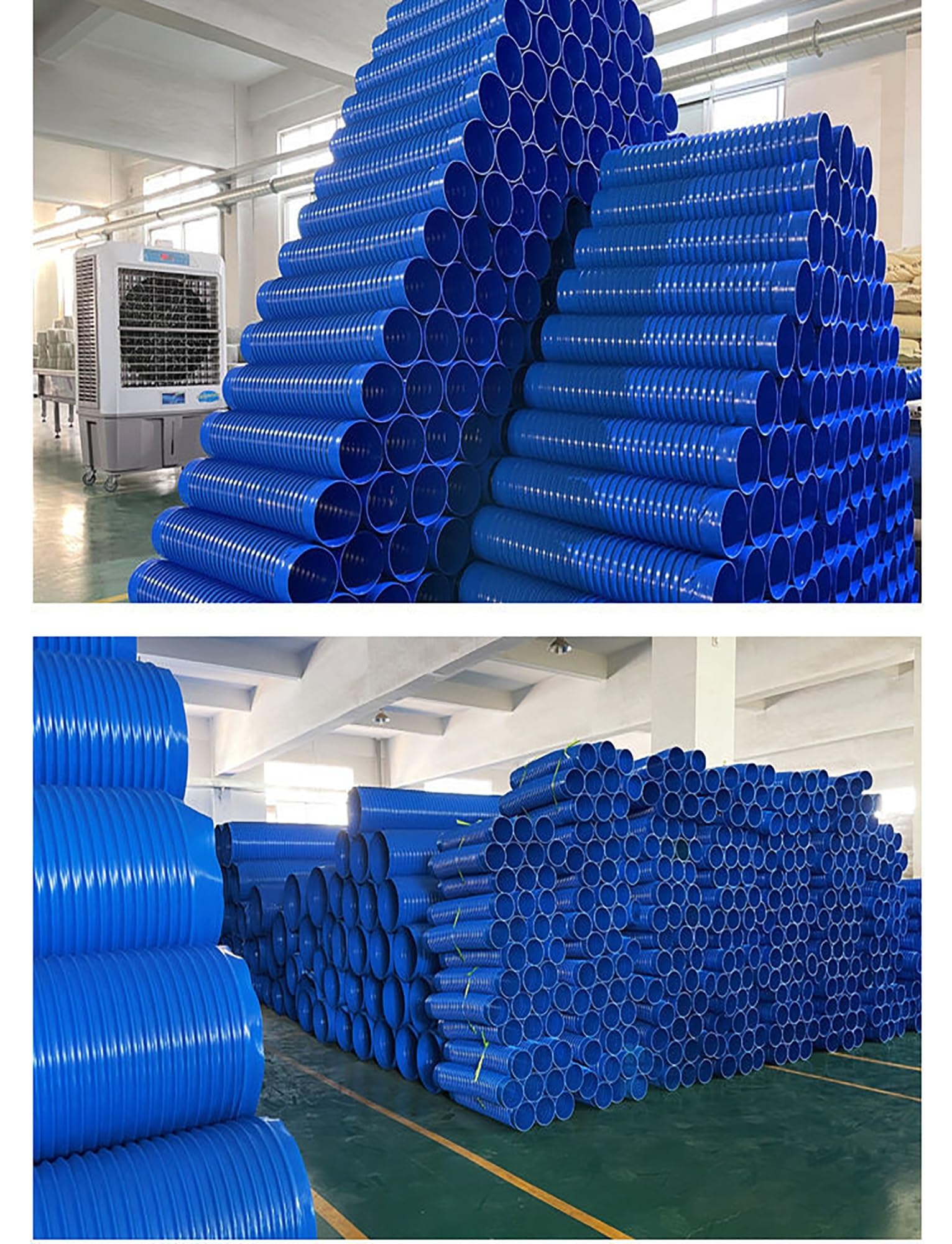 Manguera de succión Polvo Caucho PVC, Manguera corrugada Azul for ventilación y Drenaje recolección en Varios tamaños