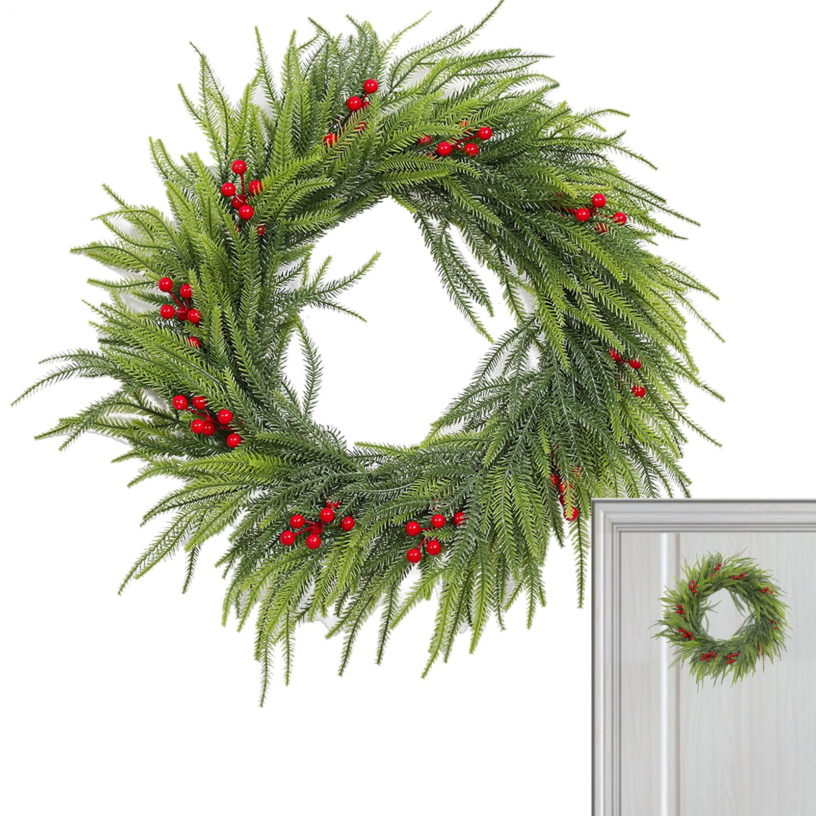 Guirlande artificielle de Noël en pin avec baies pour table et salon