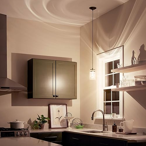 Miniatura 7 de Kichler Brinley - Colgante de cocina de 7.75 pulgadas en bronce antiguo, mini colgante de granja con vidrio transparente, (7.75 pulgadas de alto x