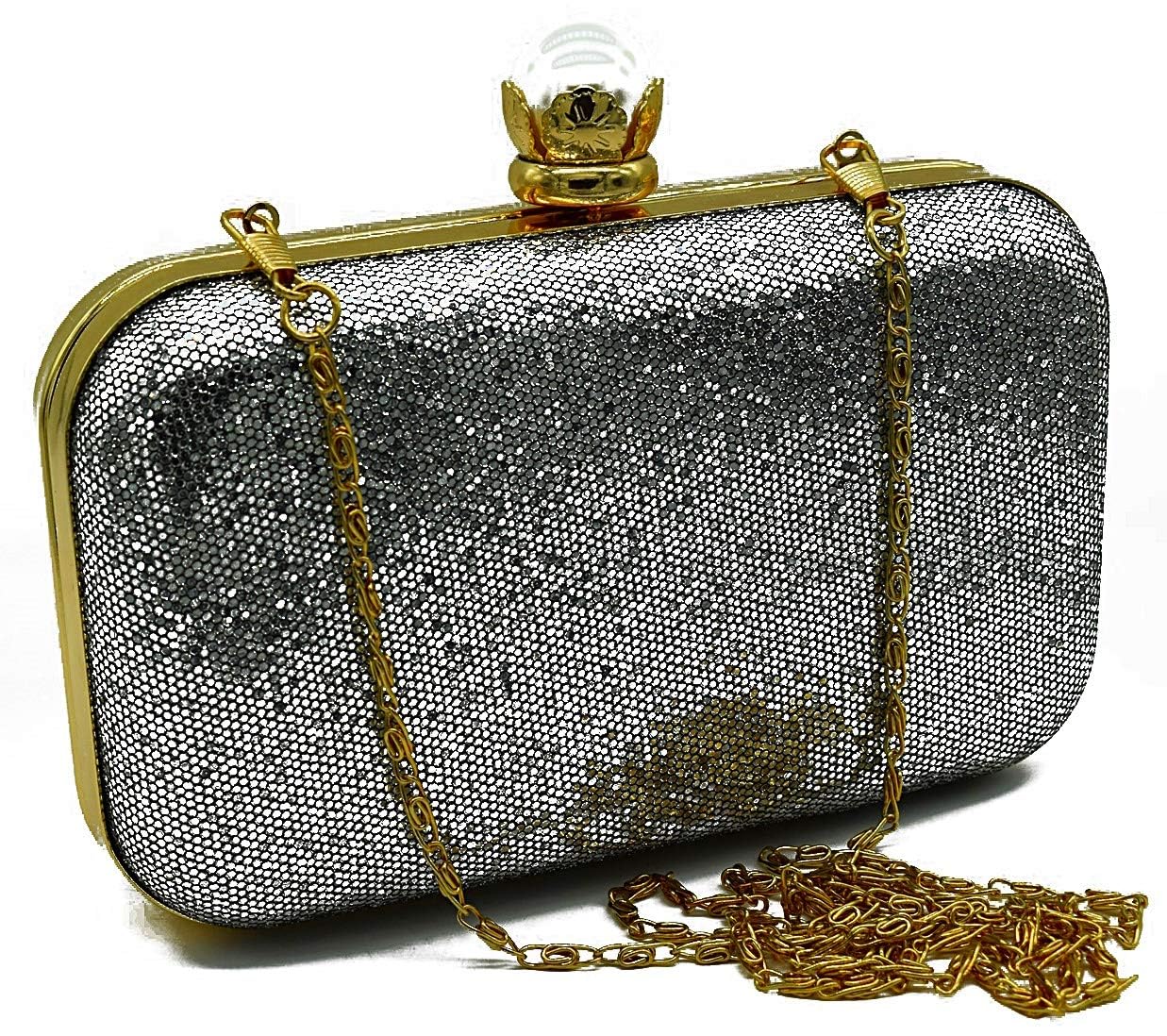 Tooba Women's Clutch (Silver & Black)