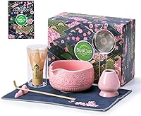 Vista 1 de Juego de batidor de matcha, juego de cerámica matcha incluye cuenco matcha, batidor y soporte de matcha, cuchara de bambú, soporte para cucharada