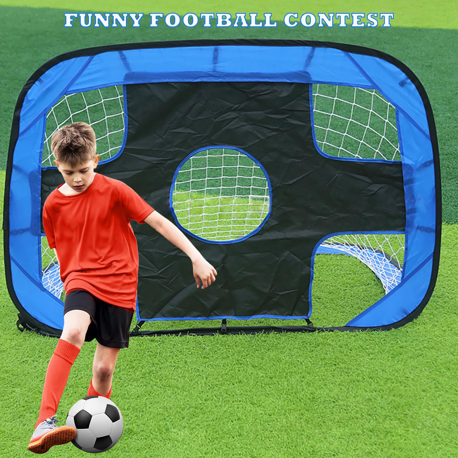 Porta da calcio per bambini, pieghevole e portatile, attrezzatura per allenamento da calcio, 4 modalità, migliora le abilità calcistiche e la coordinazione, perfette per uso in giardino, interni ed