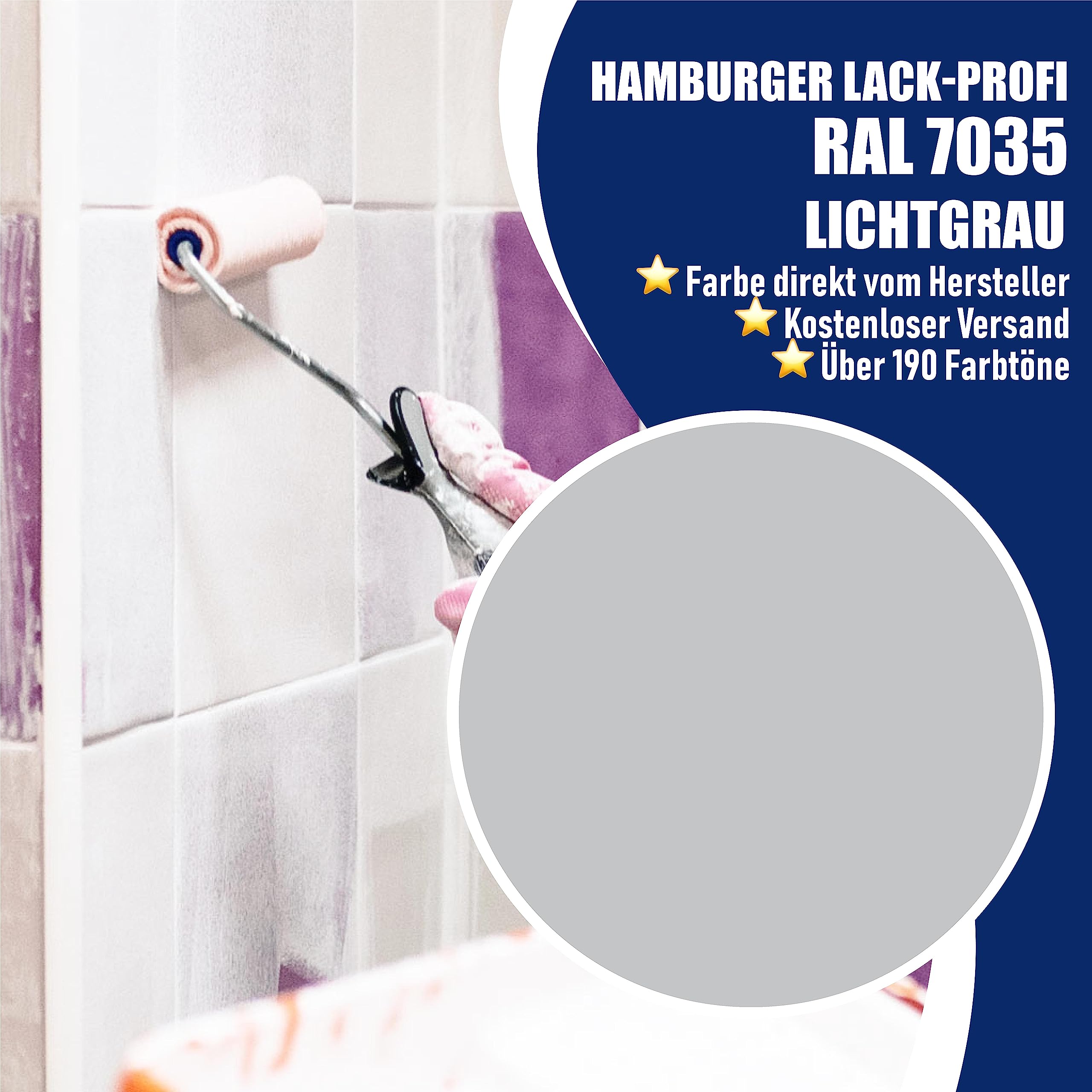Hamburger Lack-Profi Fliesenlack MATT Lichtgrau RAL 7035 Grau Fliesenfarbe (5 L)