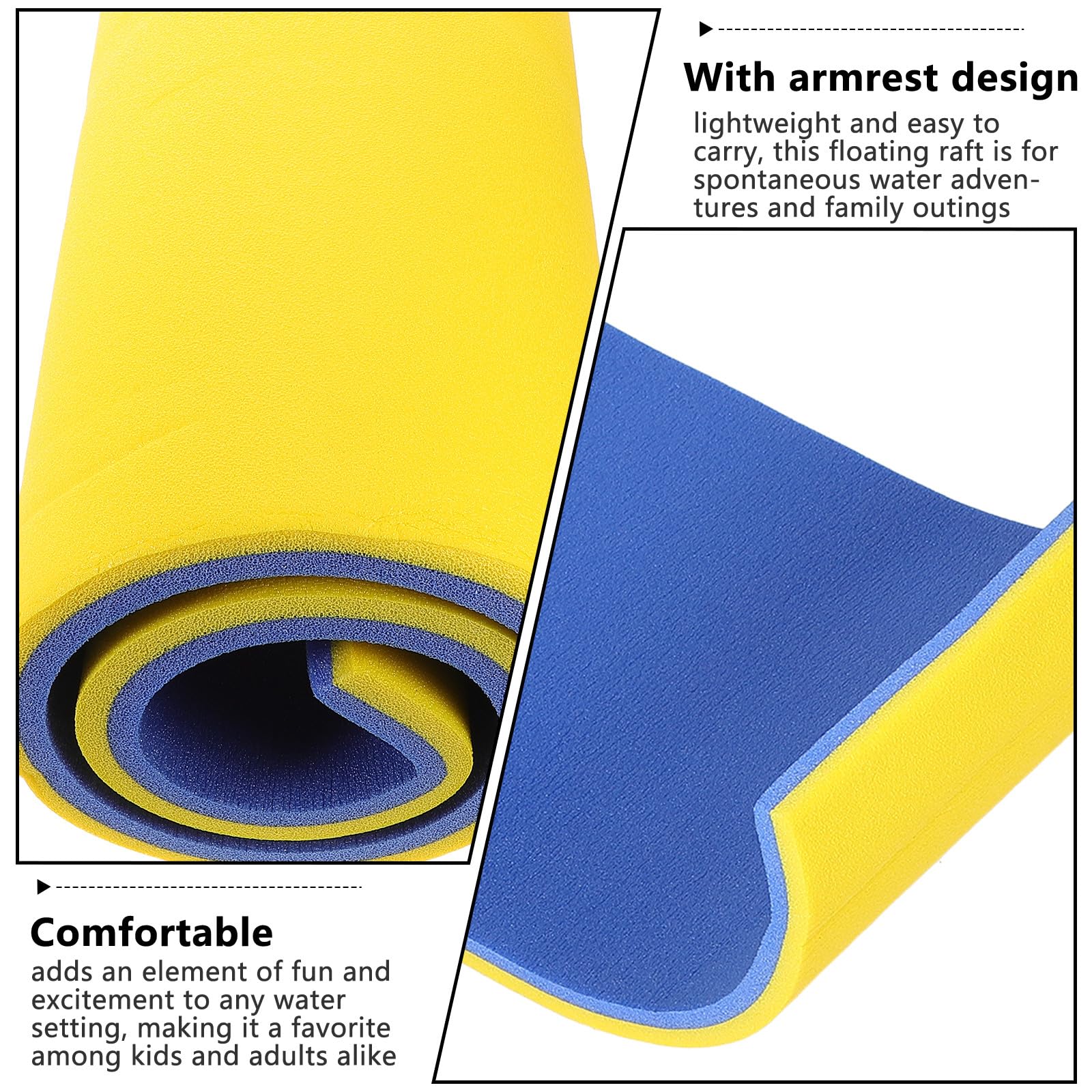 Ciieeo Colchoneta Flotante de Espuma 110x40x2,2 Cm Doble Capa Azul y Amarillo para Piscina, Plataforma Acuática Adultos, Tabla de Natación y Estera Flotante para Actividades Acuáticas