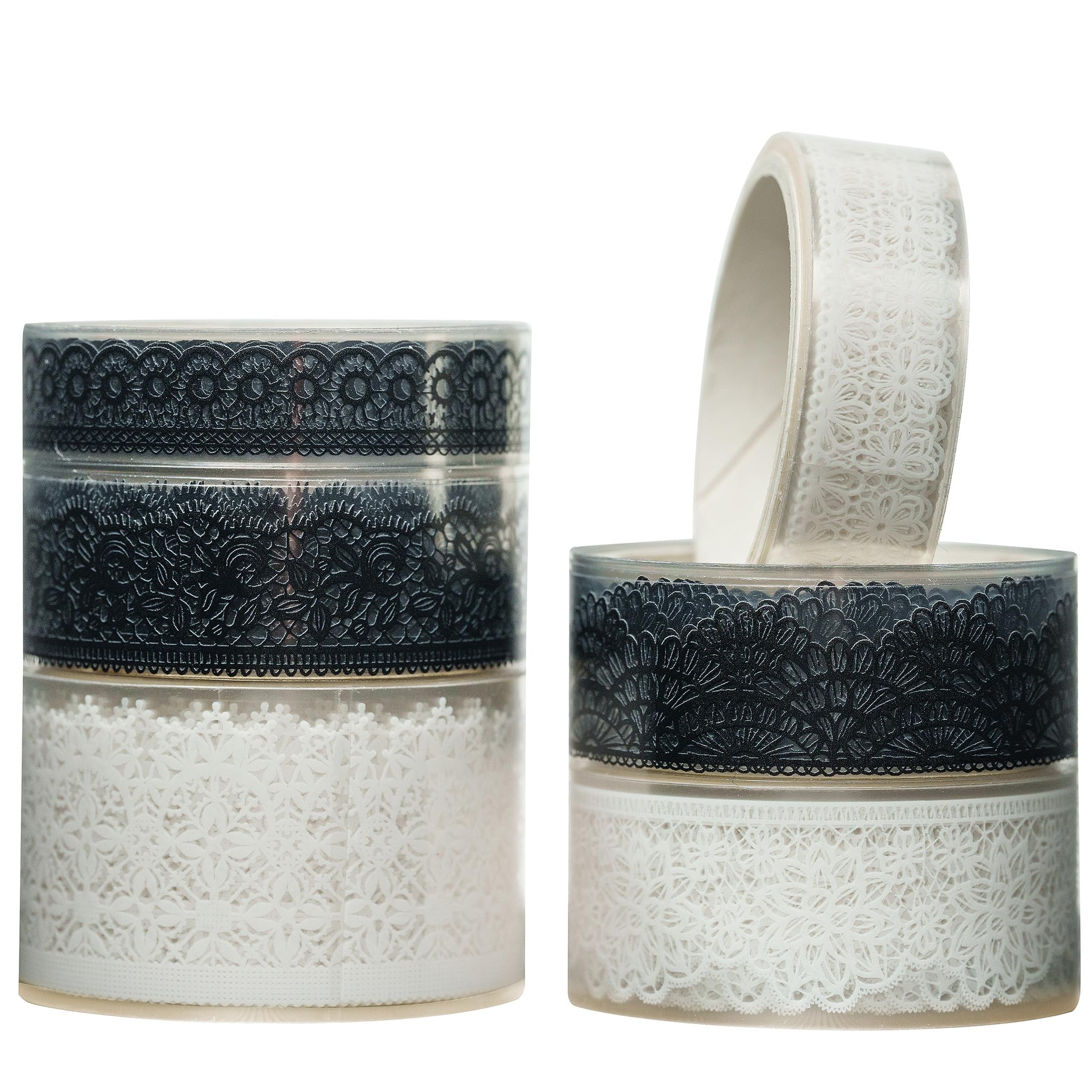 KAVI' S 6 Rolls Washi Tape Decorative Selfadhesive Lace Tape PET Adhesive Transparent Masking Tapes for DIY Craft, Kids, Scrapbook, Gift Wrapping, Card Making Decoration