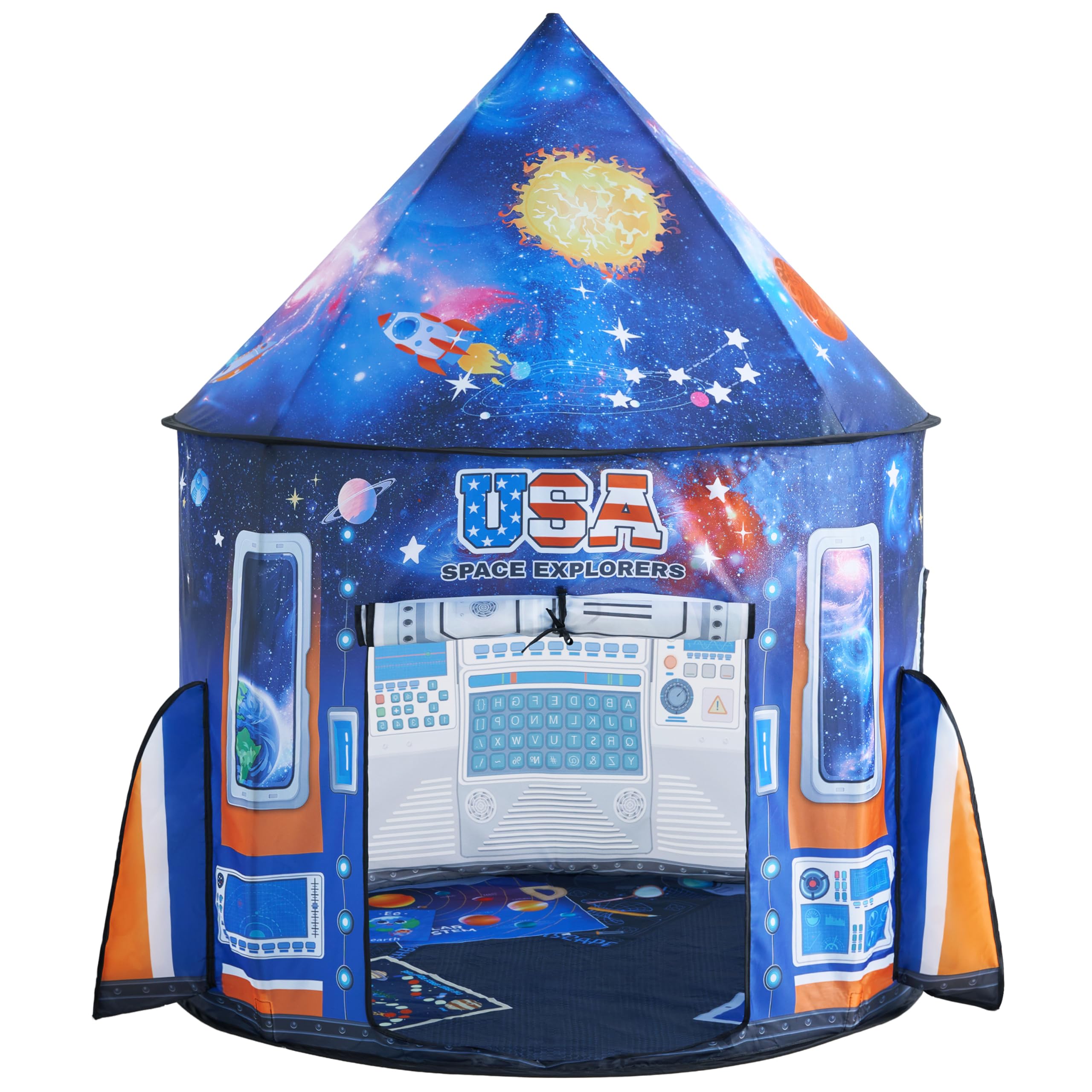 JOYIN Rocket Ship Play Tent for Kids – Glow-in-The-Dark Space Tent with Starry, Astronaut Spaceship Foldable Playhouse for Boys & Girls, Indoor