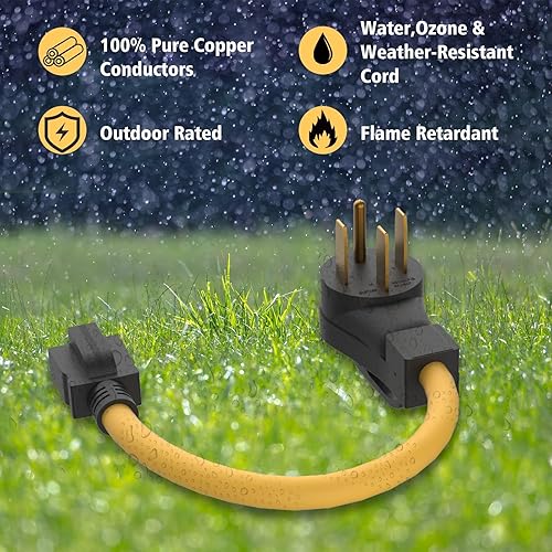 Miniatura 6 de [240 V a 120 V] NEMA 14-50P a 5-15R/5-20R Adaptador de hoja en T 12AWG STW cables de cobre RV Generador Adaptador de cable de alimentación 50 Amp a