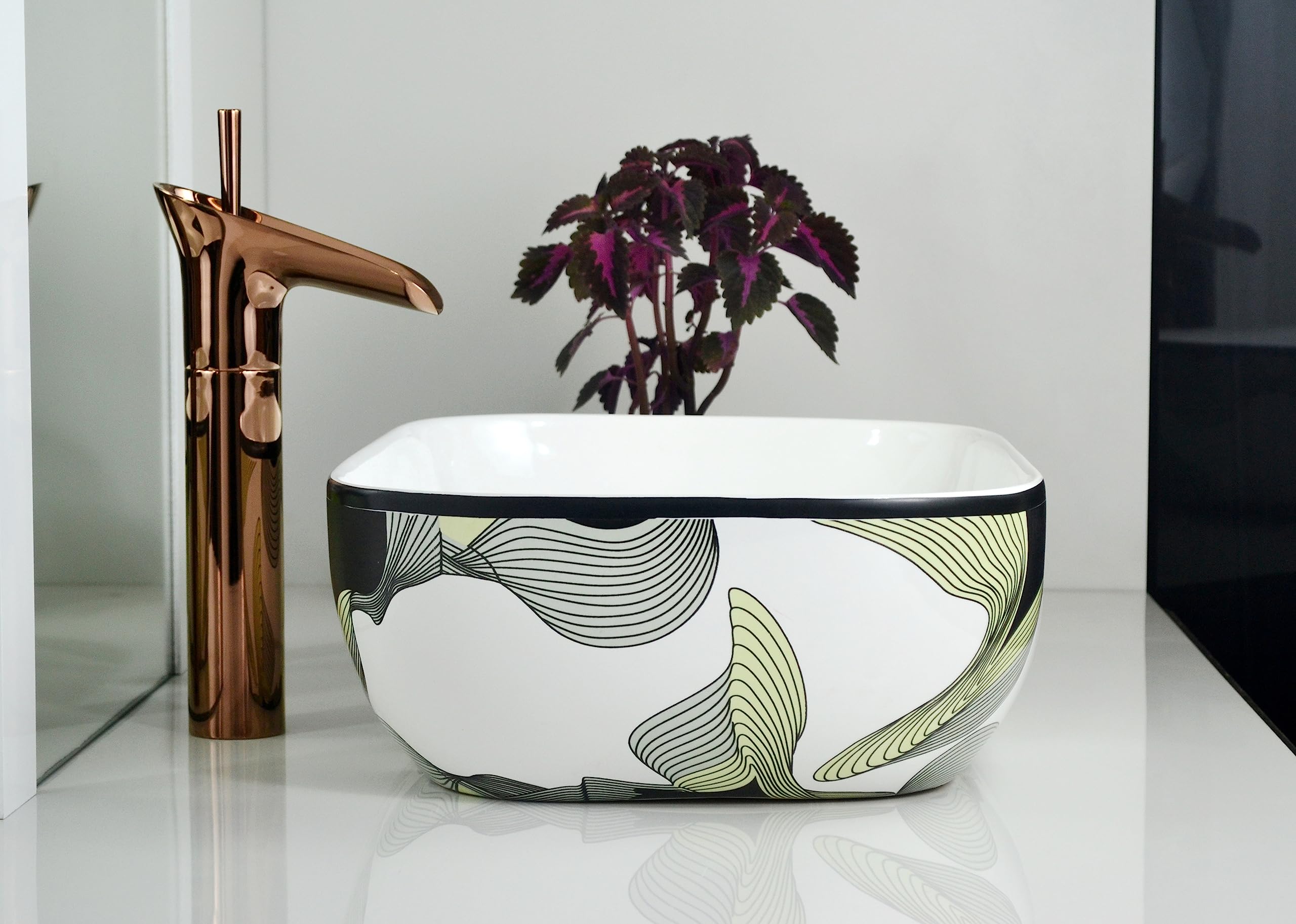 Reyal Ceramic Wash Basin - Modern Vessel Sink -4