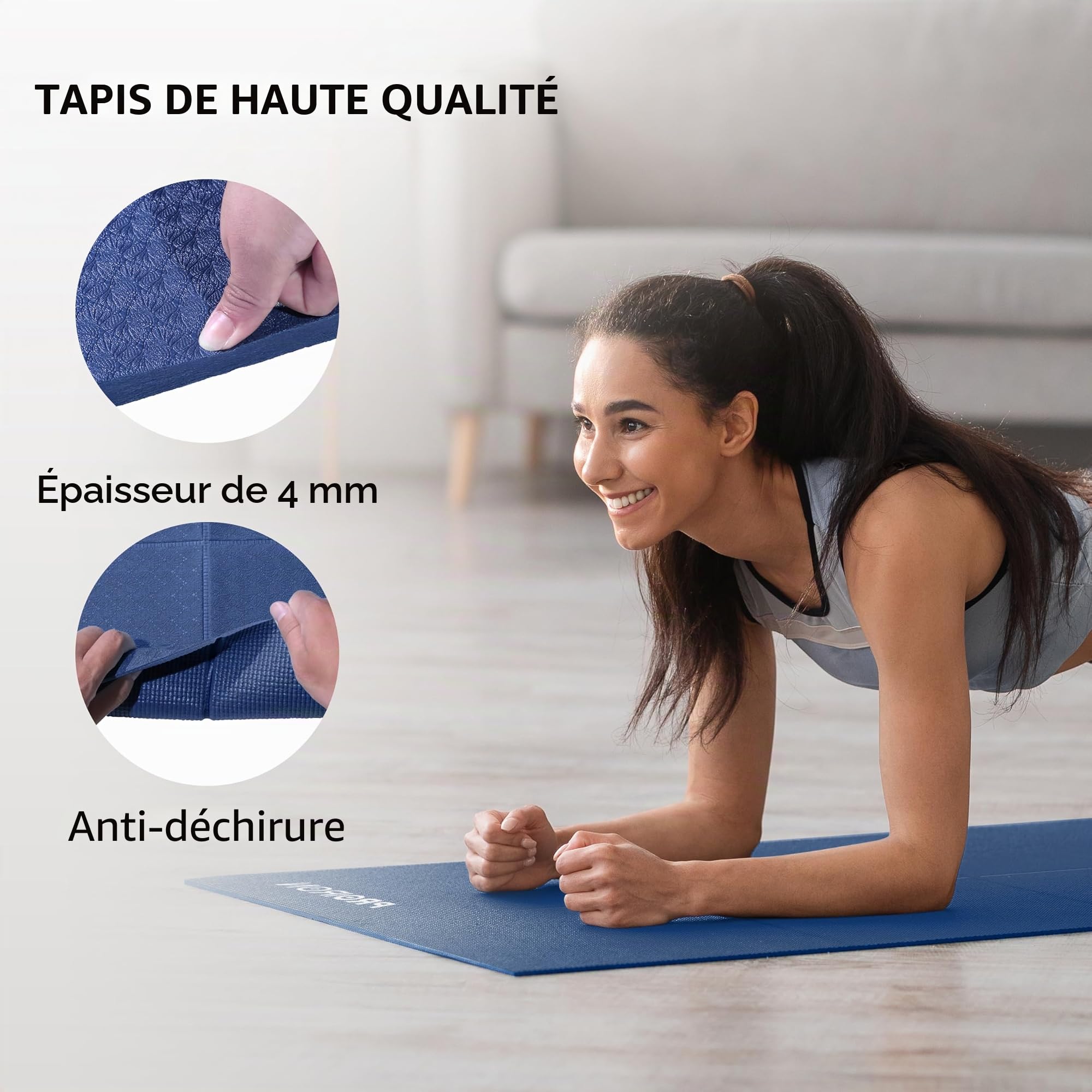PROIRON Tapis de Yoga Antidérapant Pliable 2/4mm Tapi Sport Pliabl pour Exercice, Fitness, Pilates, Gymnastique 173 x 61cm/183 x 61cm