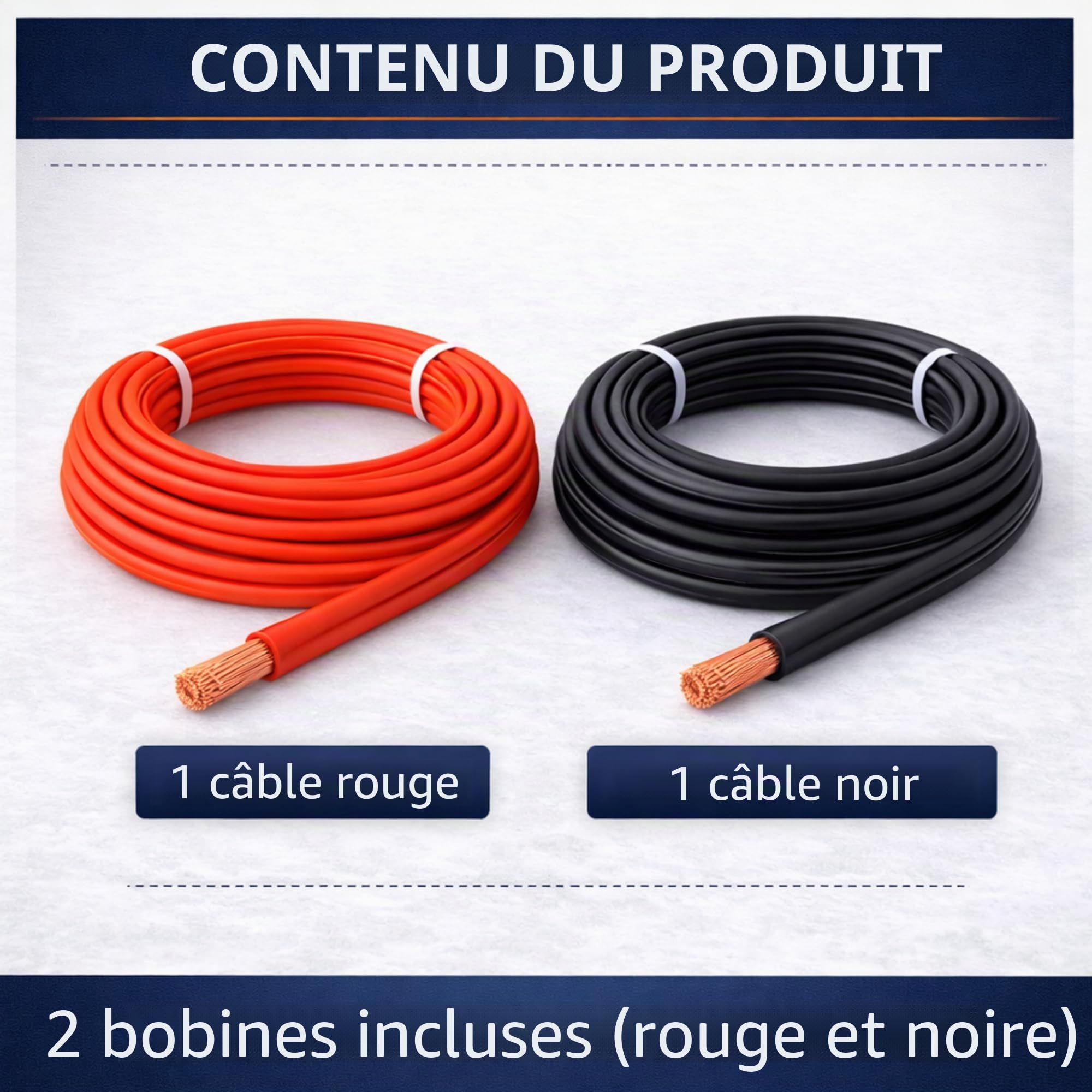 MKGT Câble en PVC à paroi mince pour automobile - 6 mm² - Rouge et noir - Fil de cuivre toronné - 12 V 24 V 50 A - Câblage solaire pour caravane (10 AWG) - 5 m chacun (rouge et noir)