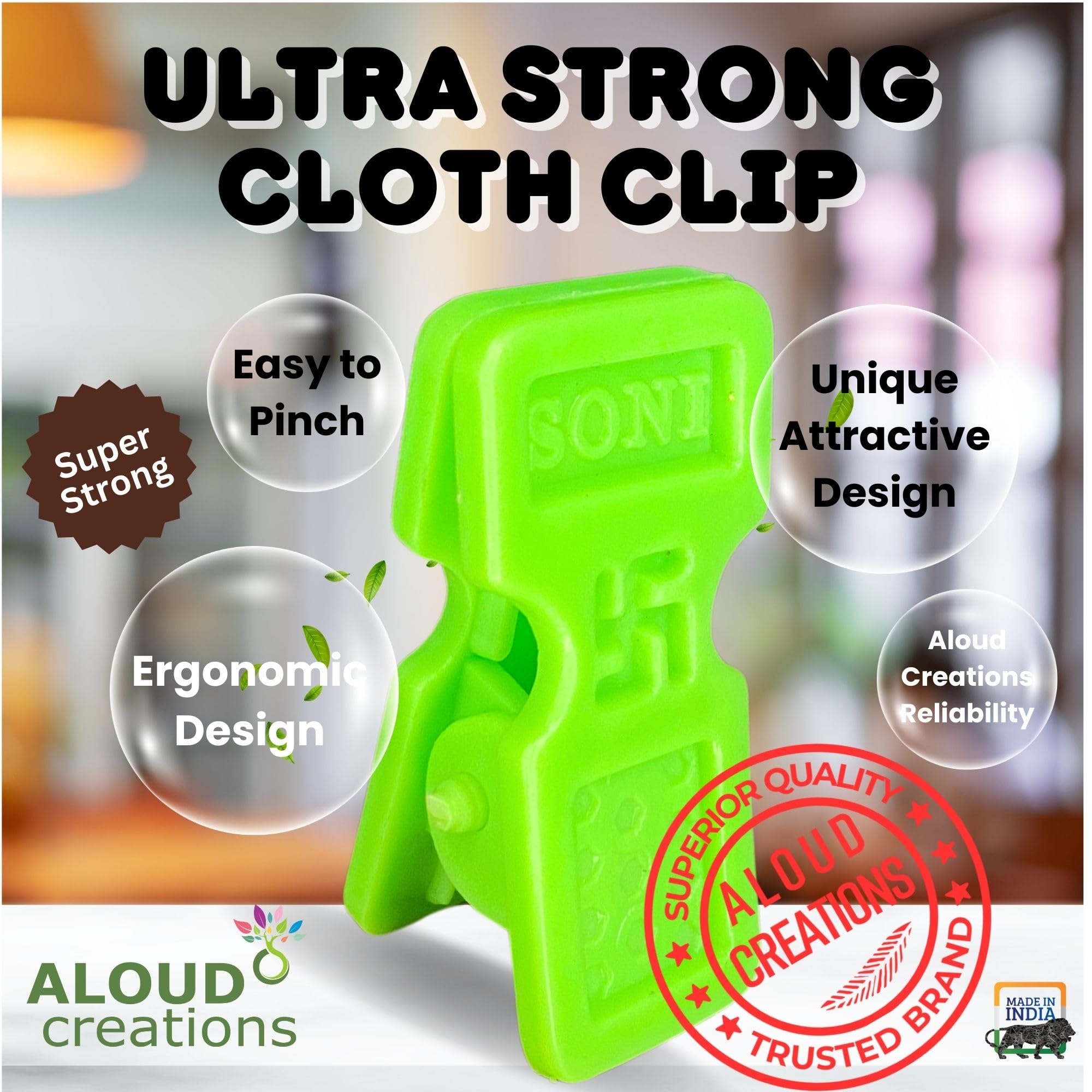 ALOUD CREATIONS 48 mollette ultra resistenti per asciugare i vestiti | Clip per asciugare i vestiti | Clip per asciugare i vestiti, appendere e organizzare | Spille | Chimti | Mollette per appendere