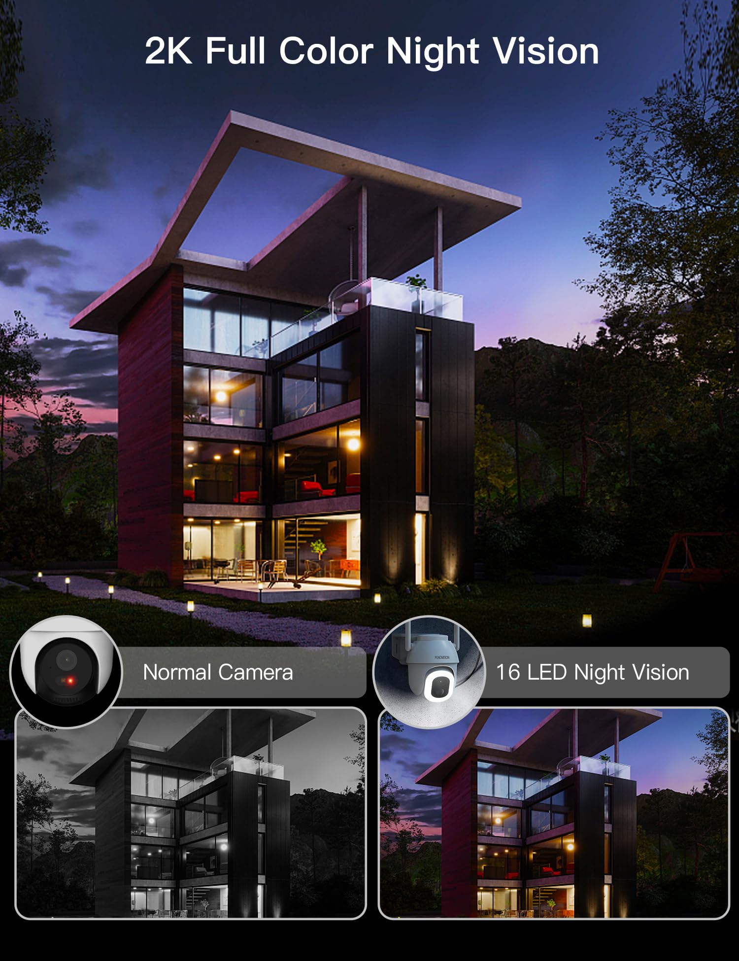 2K/3MP Solar Security Camera Outdoor 15000mAh Battery - Dettaglio