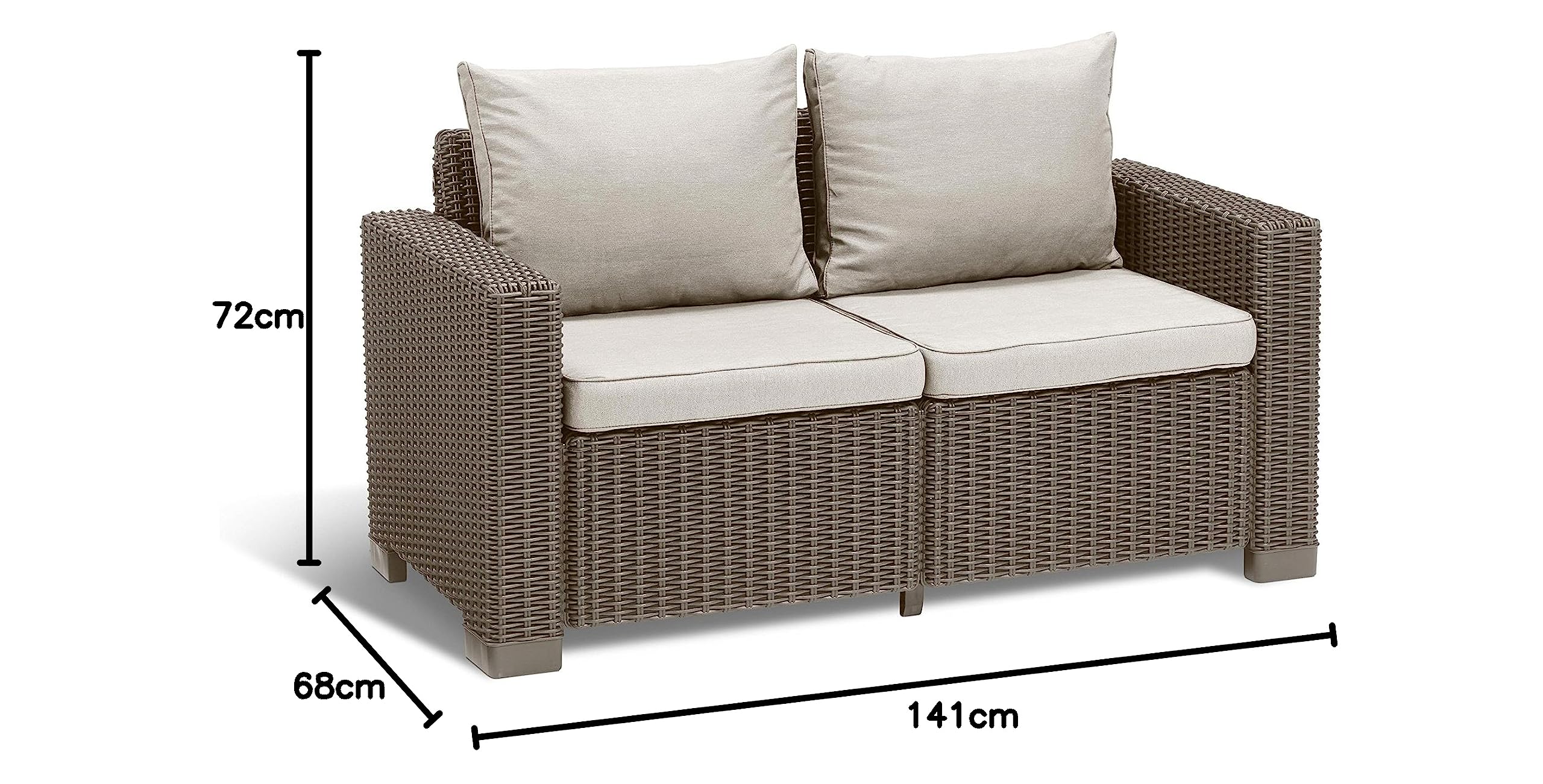 Keter Allibert Lounge California sofá, Capuchino/Panama Arena, 141 x 68 x 72 cm, 233050
