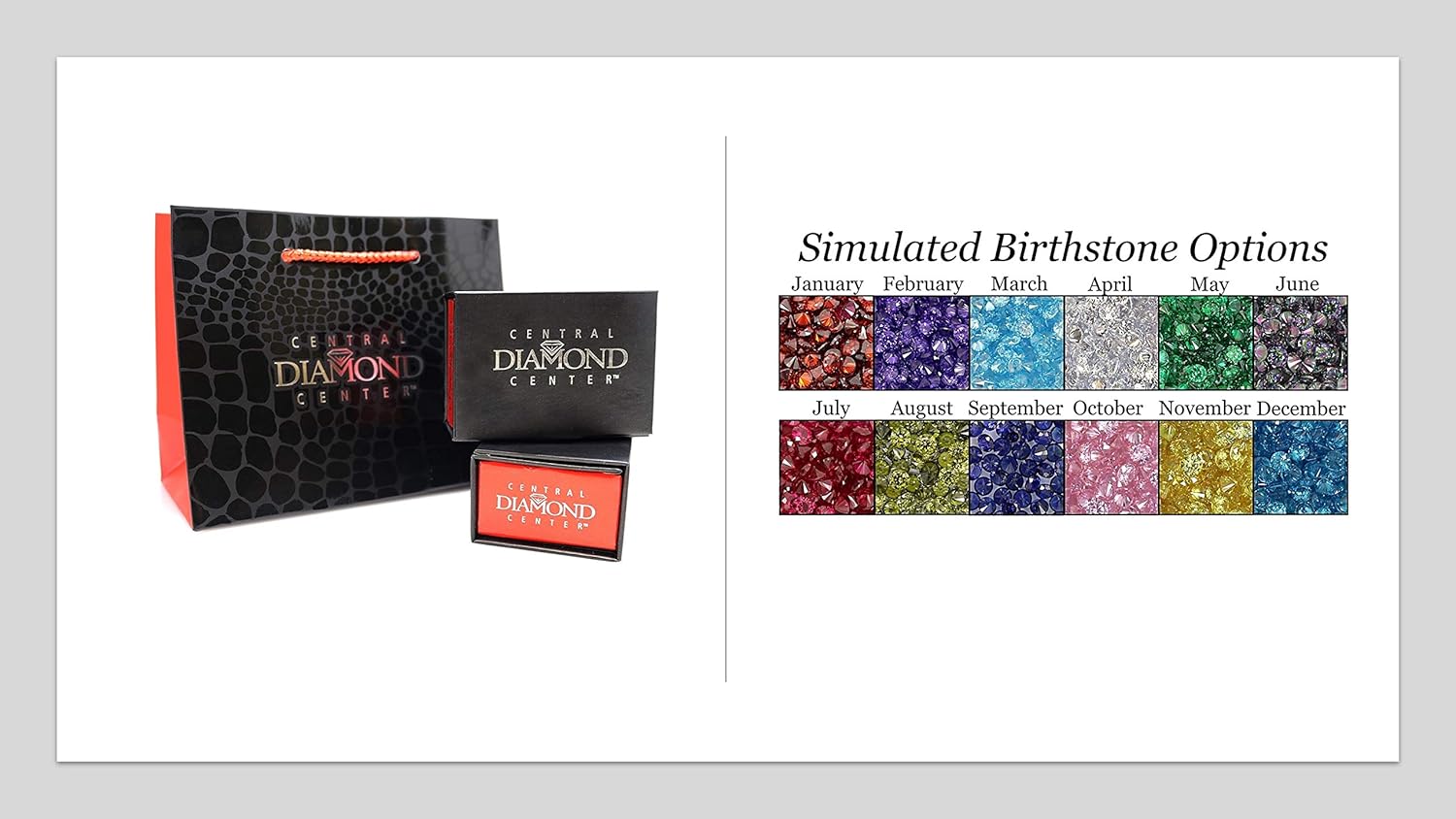 Central Diamond Center Lucita Mothers Rings w/ 1 to 7 Simulated Birthstones in Sterling Silver, 10K or 14K Gold