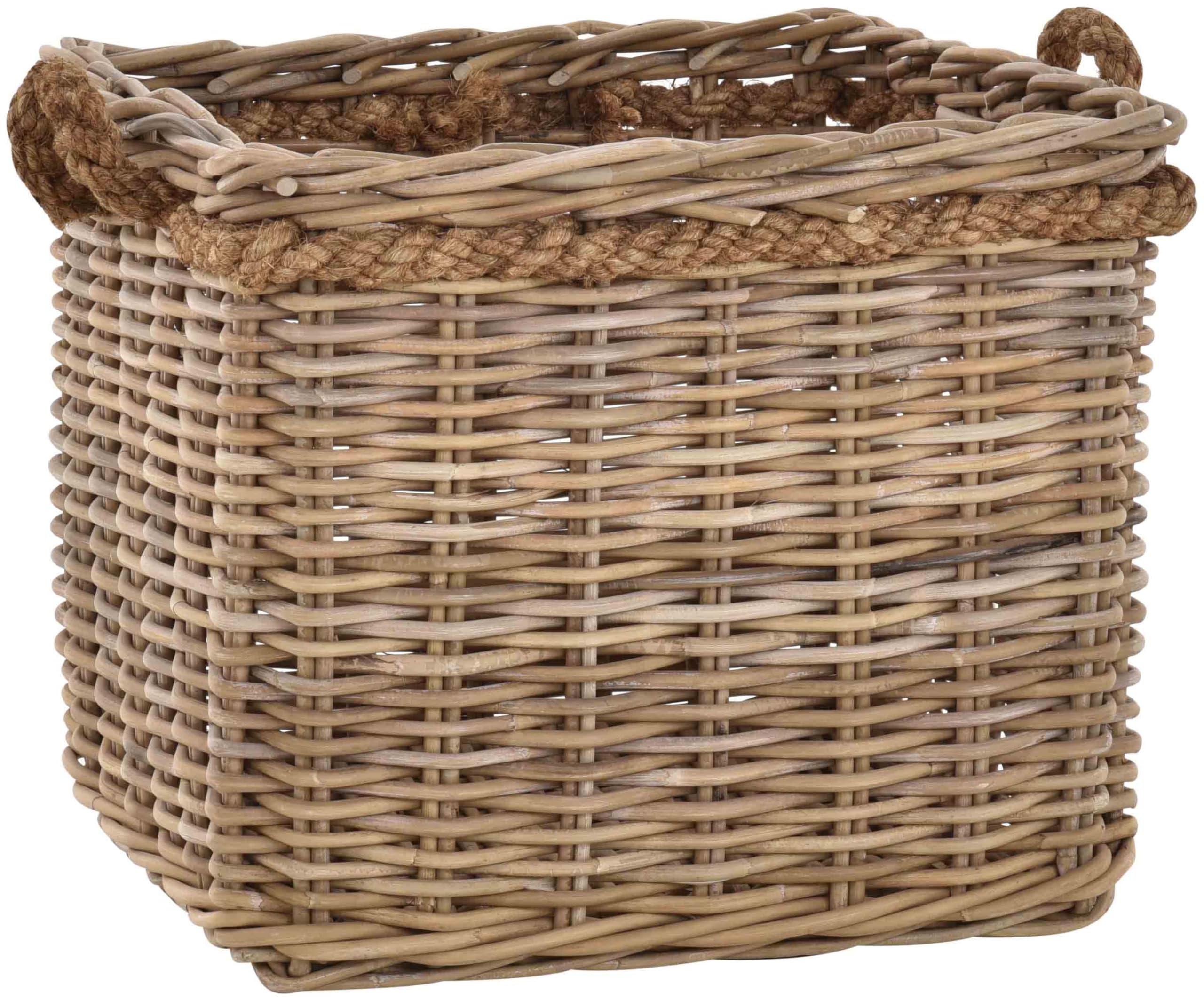 Pot en rotin tressé haut de gamme et bordure corde XL 50x50