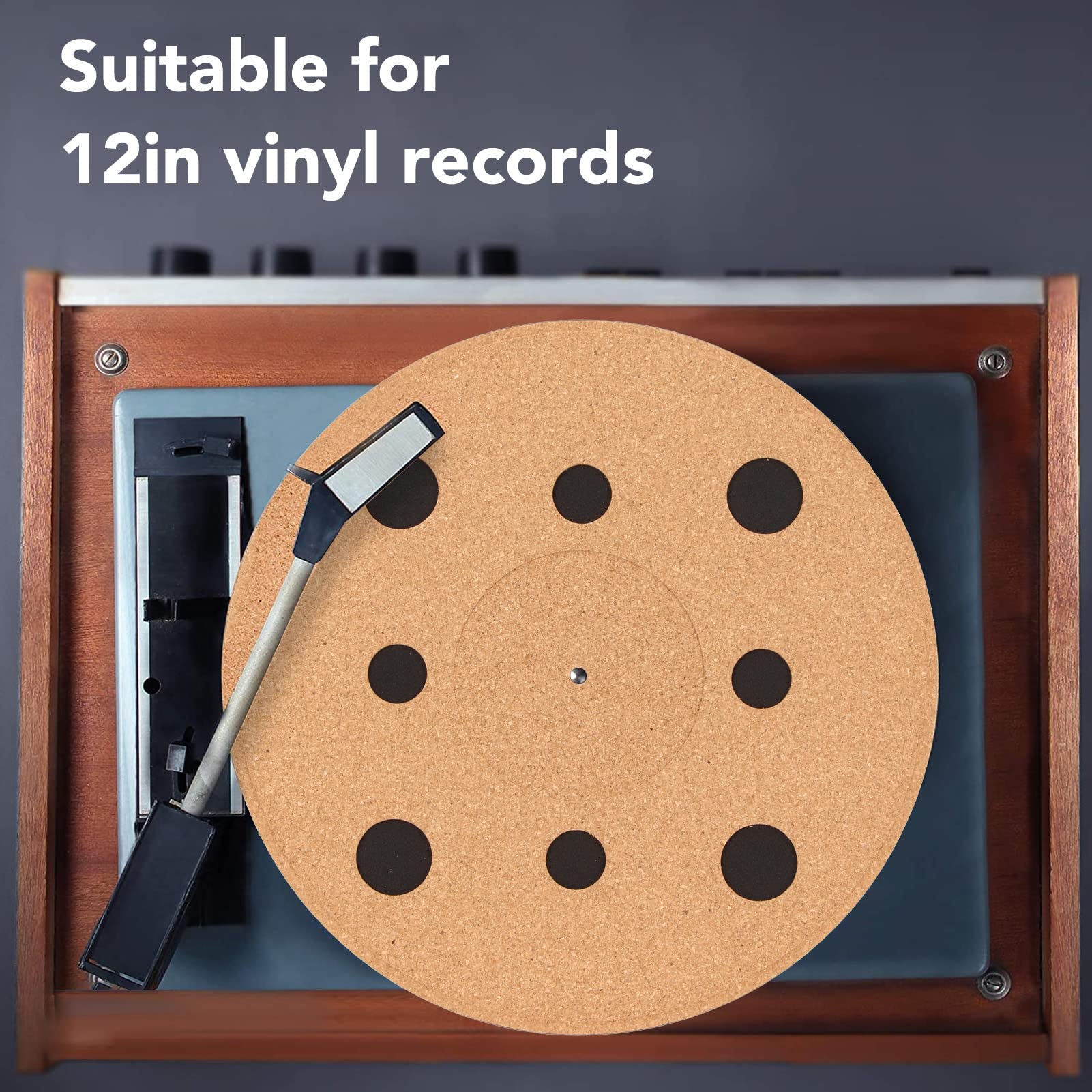 4mm Cork Turntable Mat, Improve Sound Quality,Anti Vibration, Cork Record Mat for 12 inch Records with Slip Resistant, Antistatic, Shock Proof