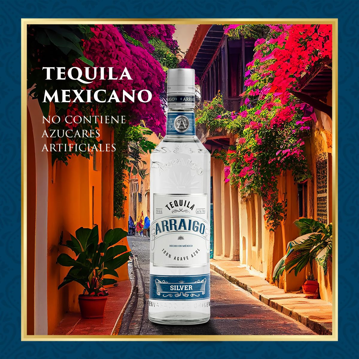 Arraigo Tequila Blanco - Botella de Tequila Mexicano - Elaborado 100% Agave Azul - 70 cl - 35% de Alcohol - Destilado Tres Veces hasta Obtener su Sabor y Aroma